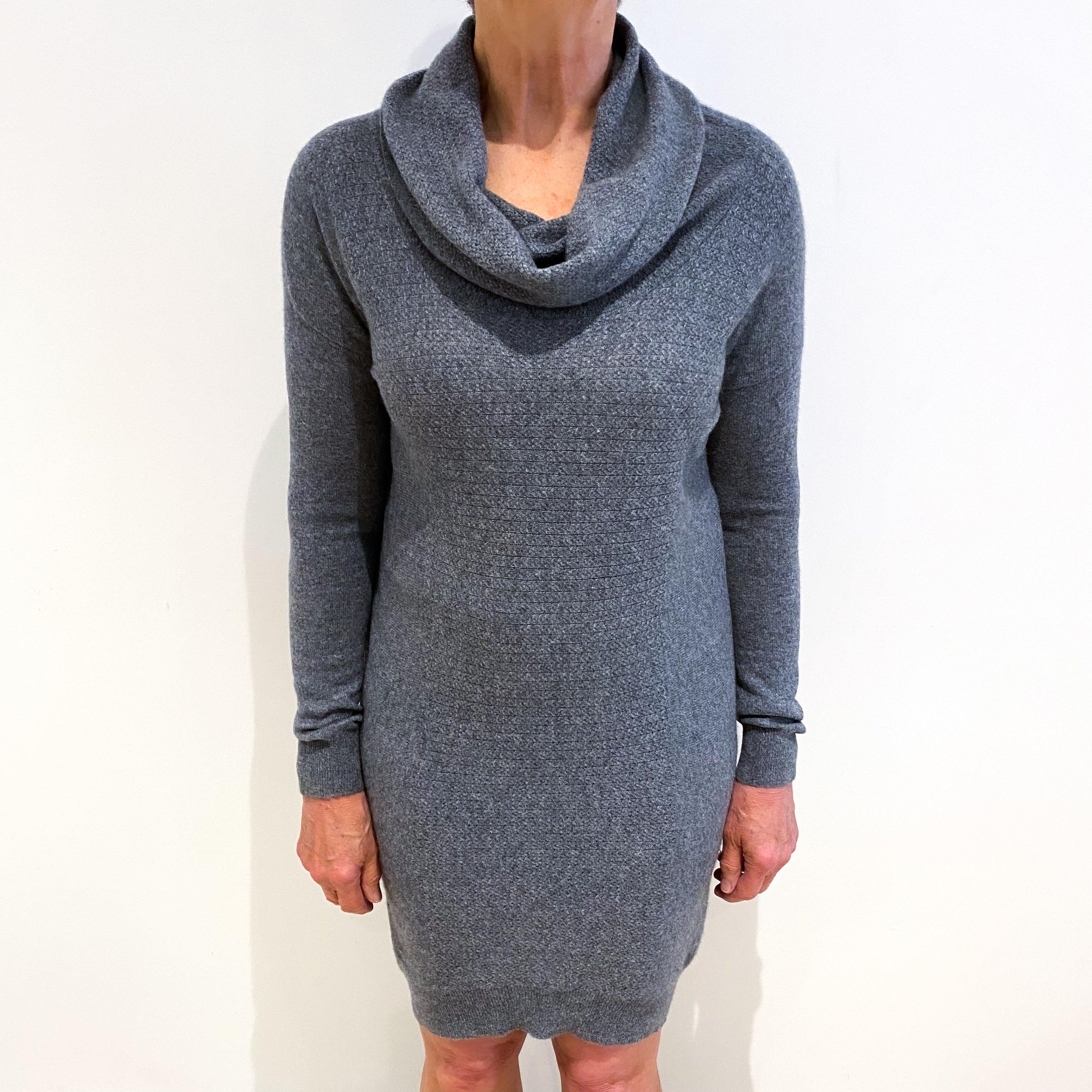 Slate Grey Cashmere Cowl Neck Dress Medium