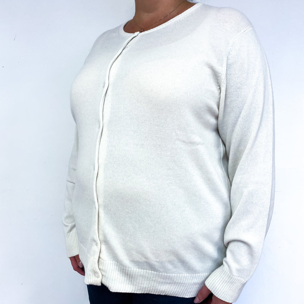 Cream Cashmere Crew Neck Cardigan Extra Large