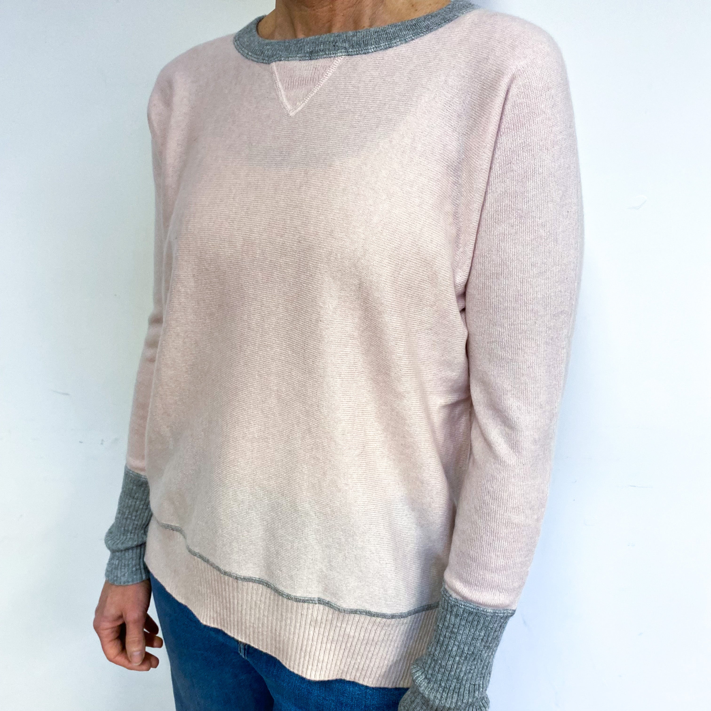 Blush Pink Cashmere Crew Neck Jumper Medium