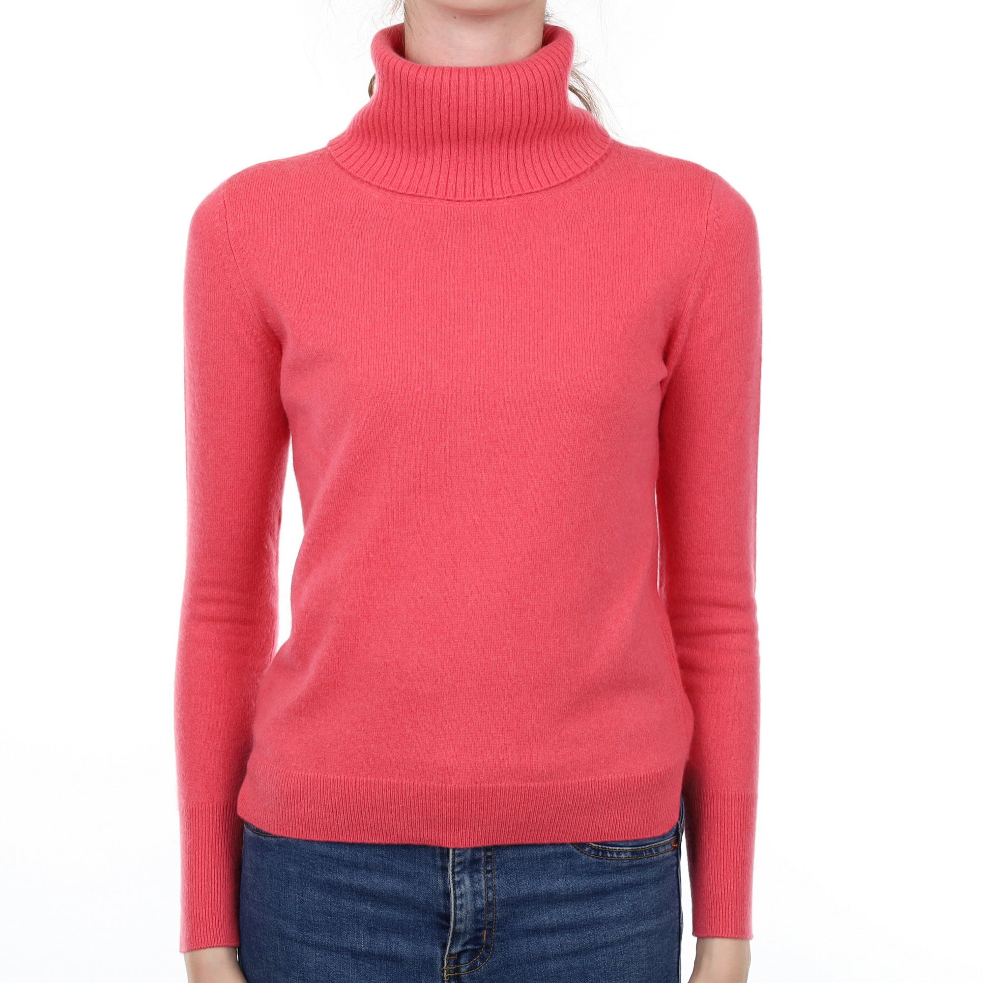 Lupin Pink Cashmere Polo Neck Jumper Extra Small