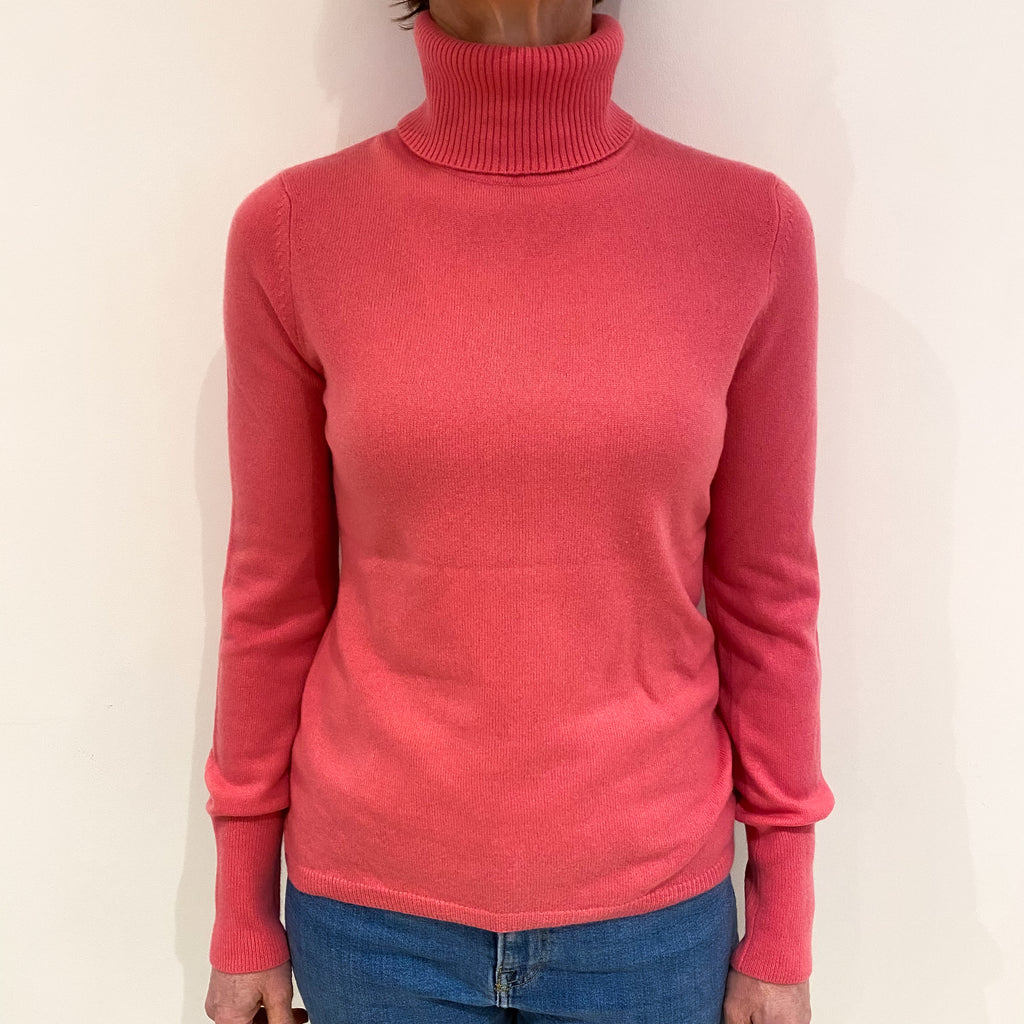 Lupin Pink Cashmere Polo Neck Jumper Small
