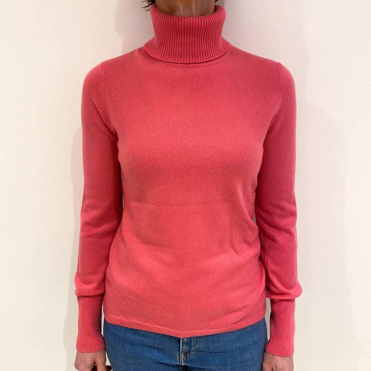 Lupin Pink Cashmere Polo Neck Jumper Small