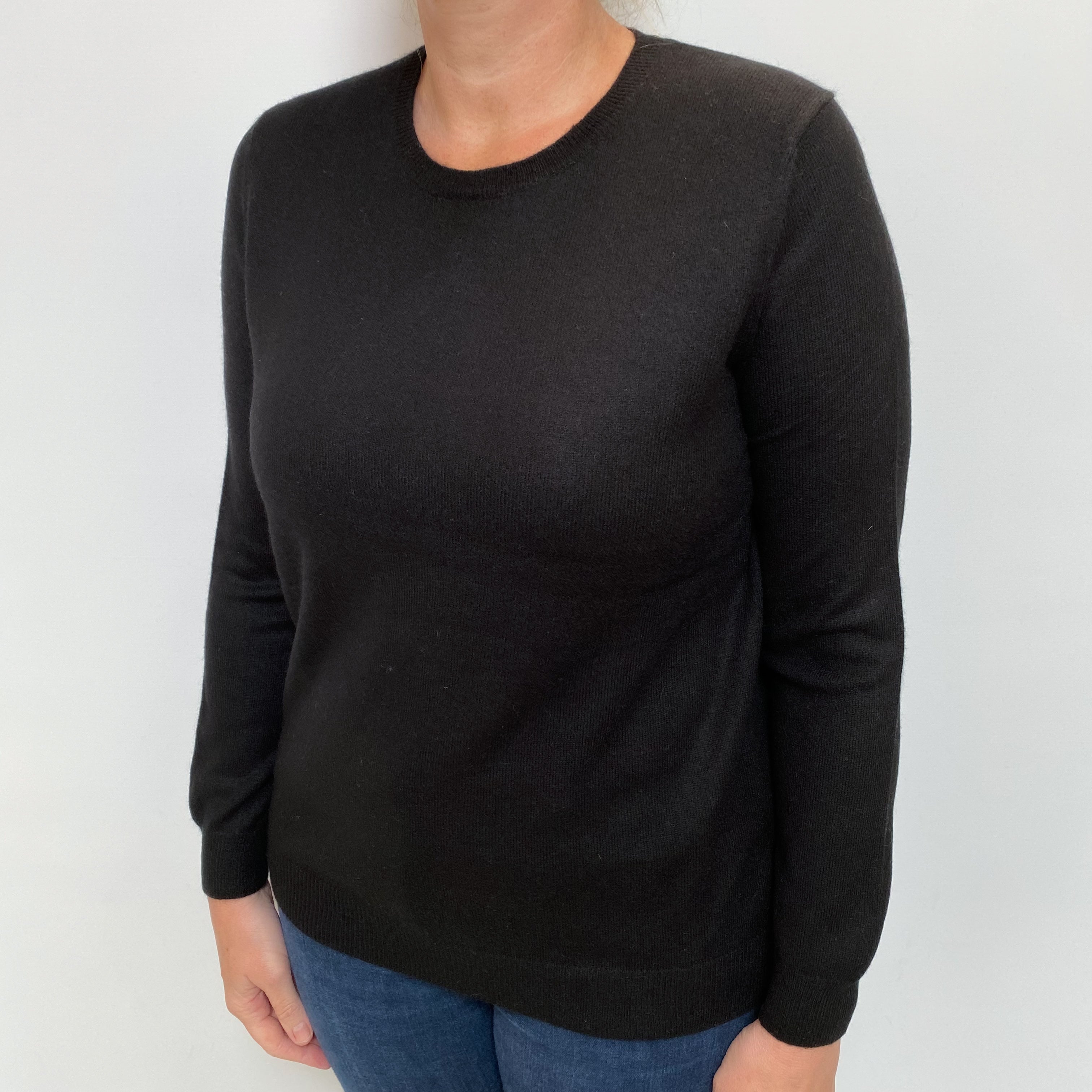 Black Cashmere Crew Neck Jumper Large