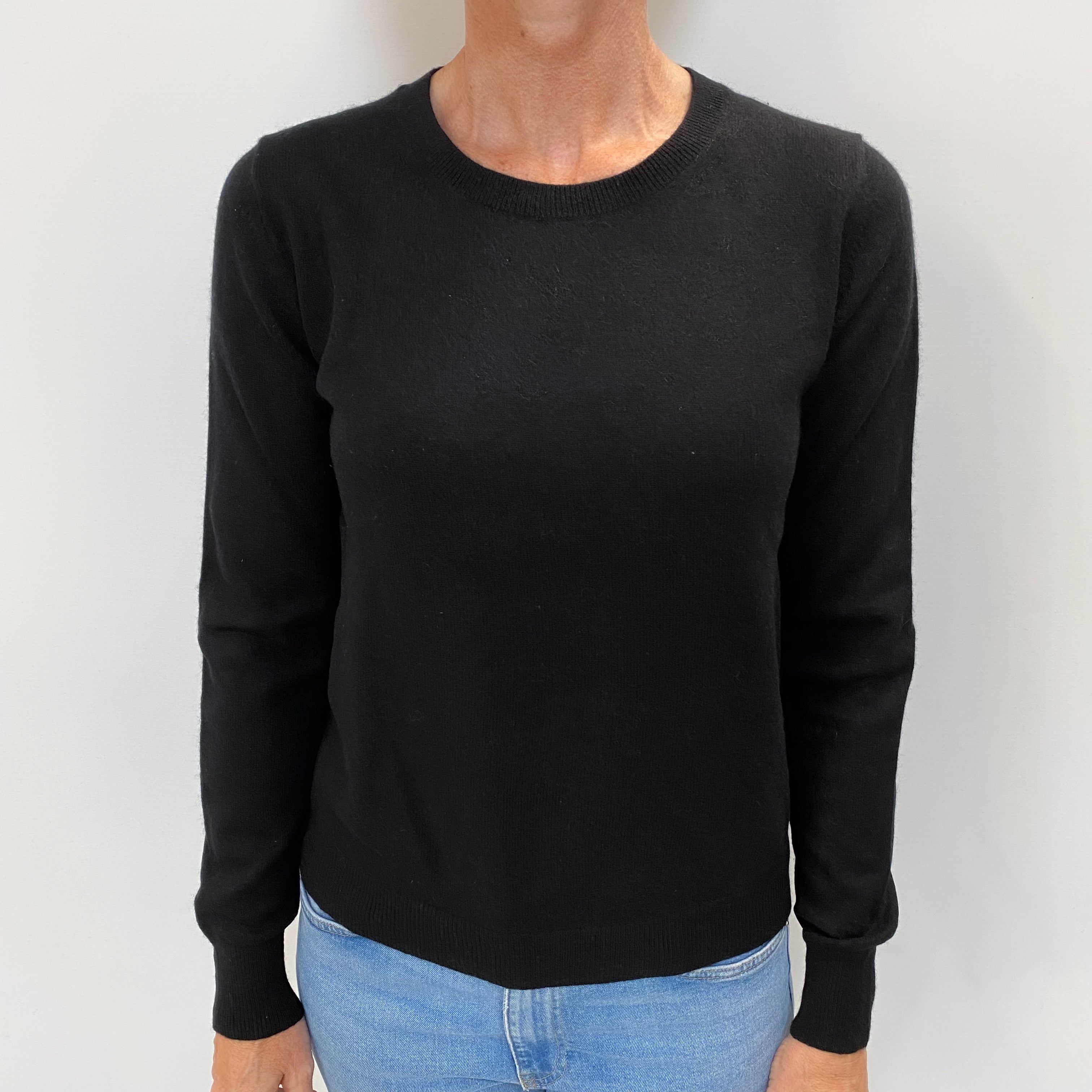 Black Cashmere Crew Neck Jumper Small