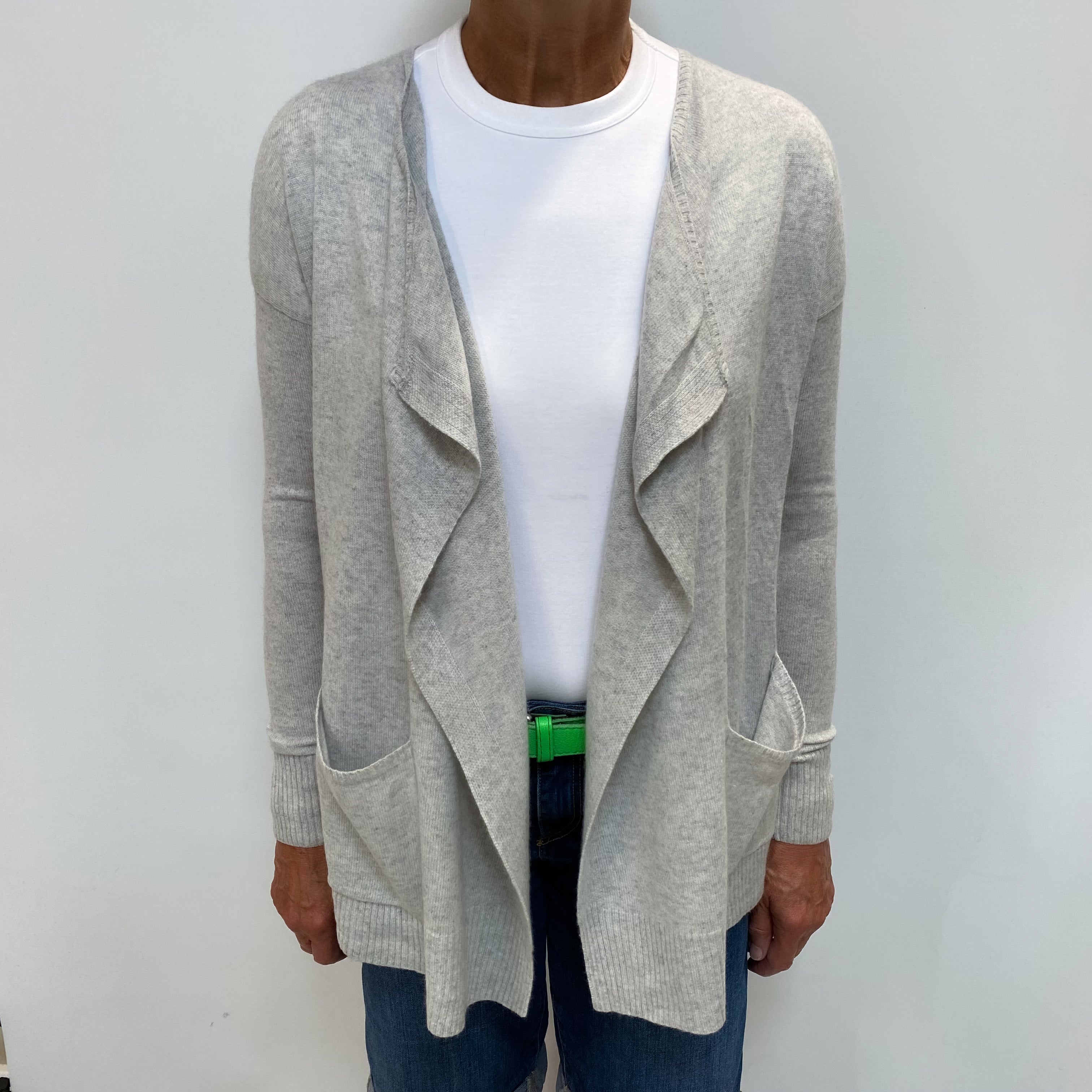 Mist Grey Cashmere Waterfall Cardigan Medium