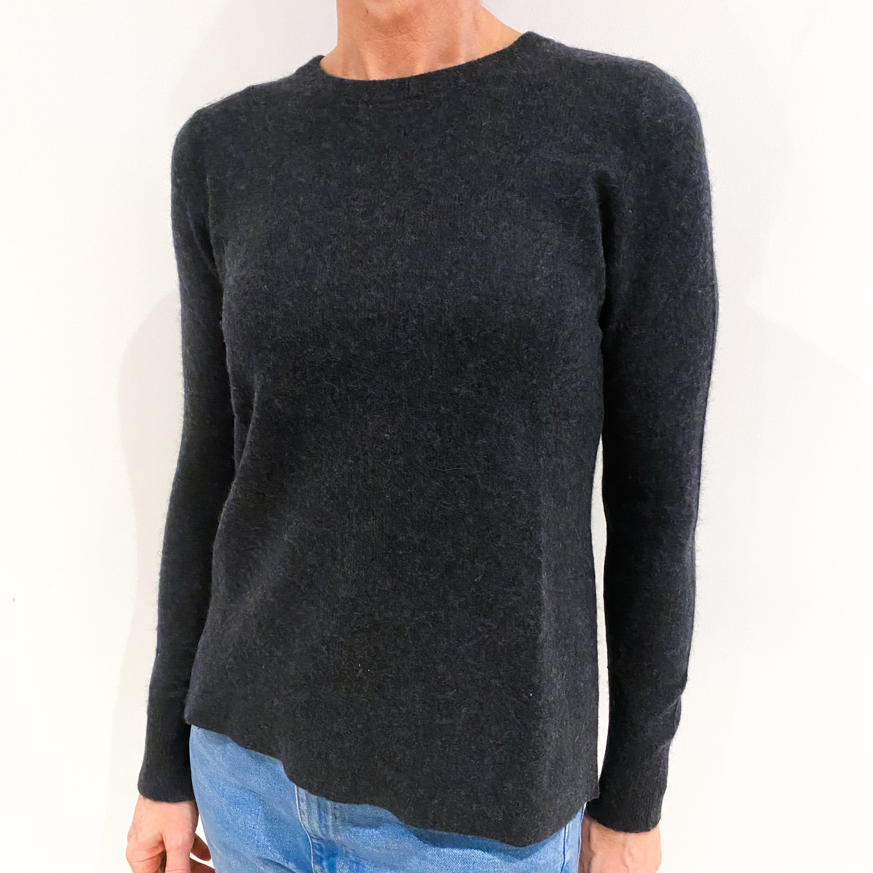 Charcoal Grey Cashmere Crew Neck Jumper Small