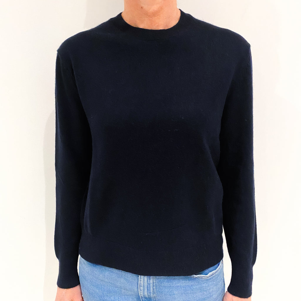 Darkest Navy Cashmere Crew Neck Jumper Small