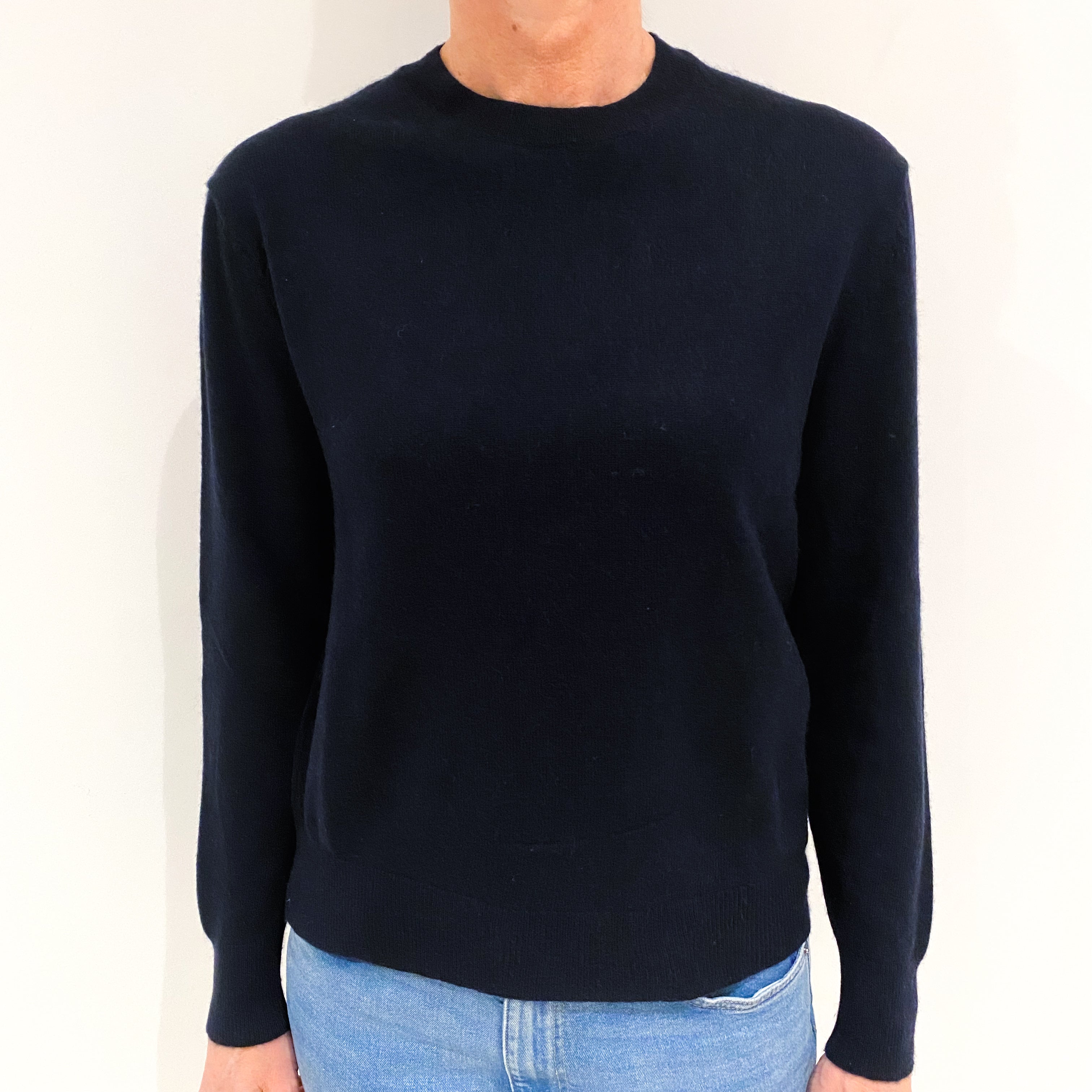 Darkest Navy Cashmere Crew Neck Jumper Small