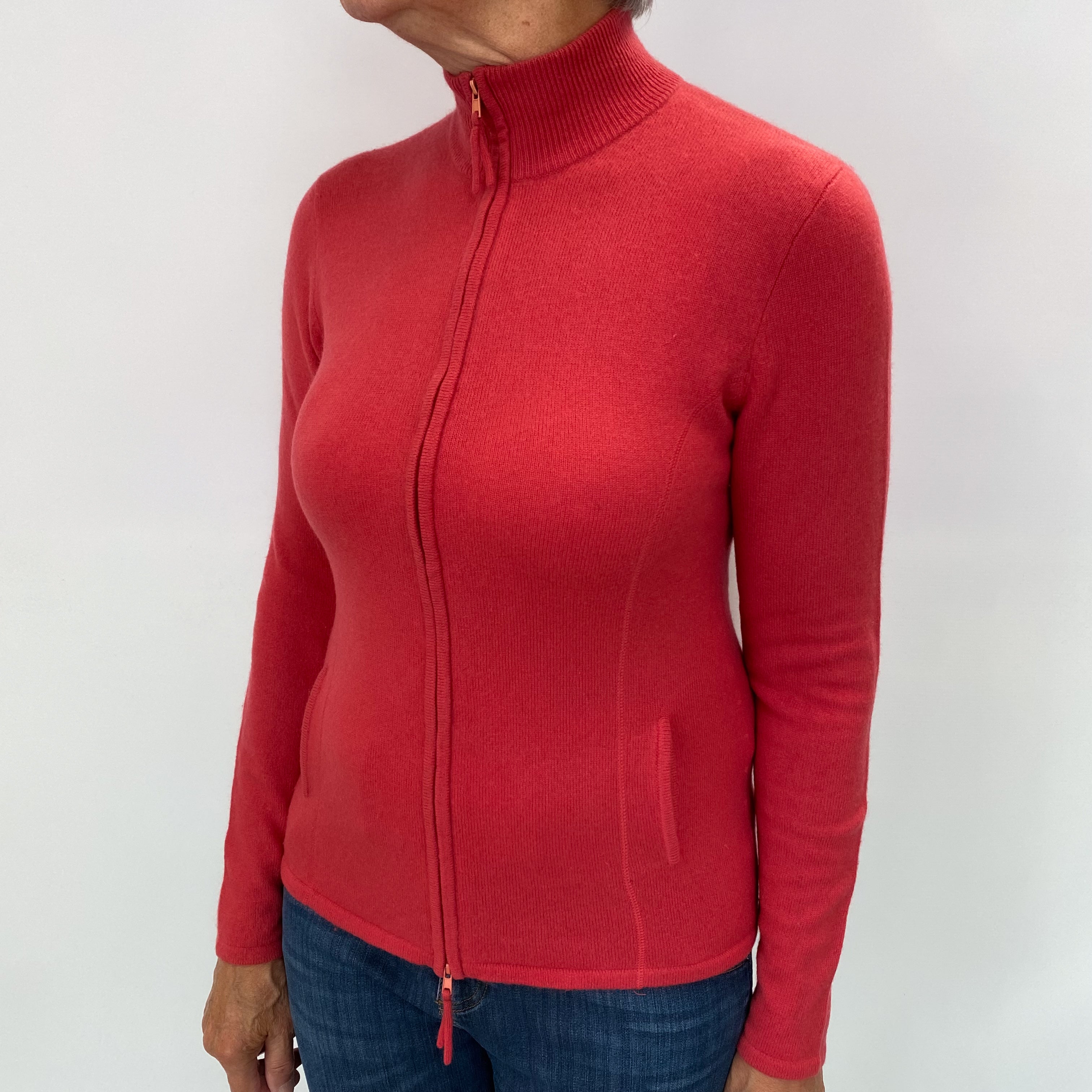 Italian Rouge Pink Cashmere Zip-Up Medium
