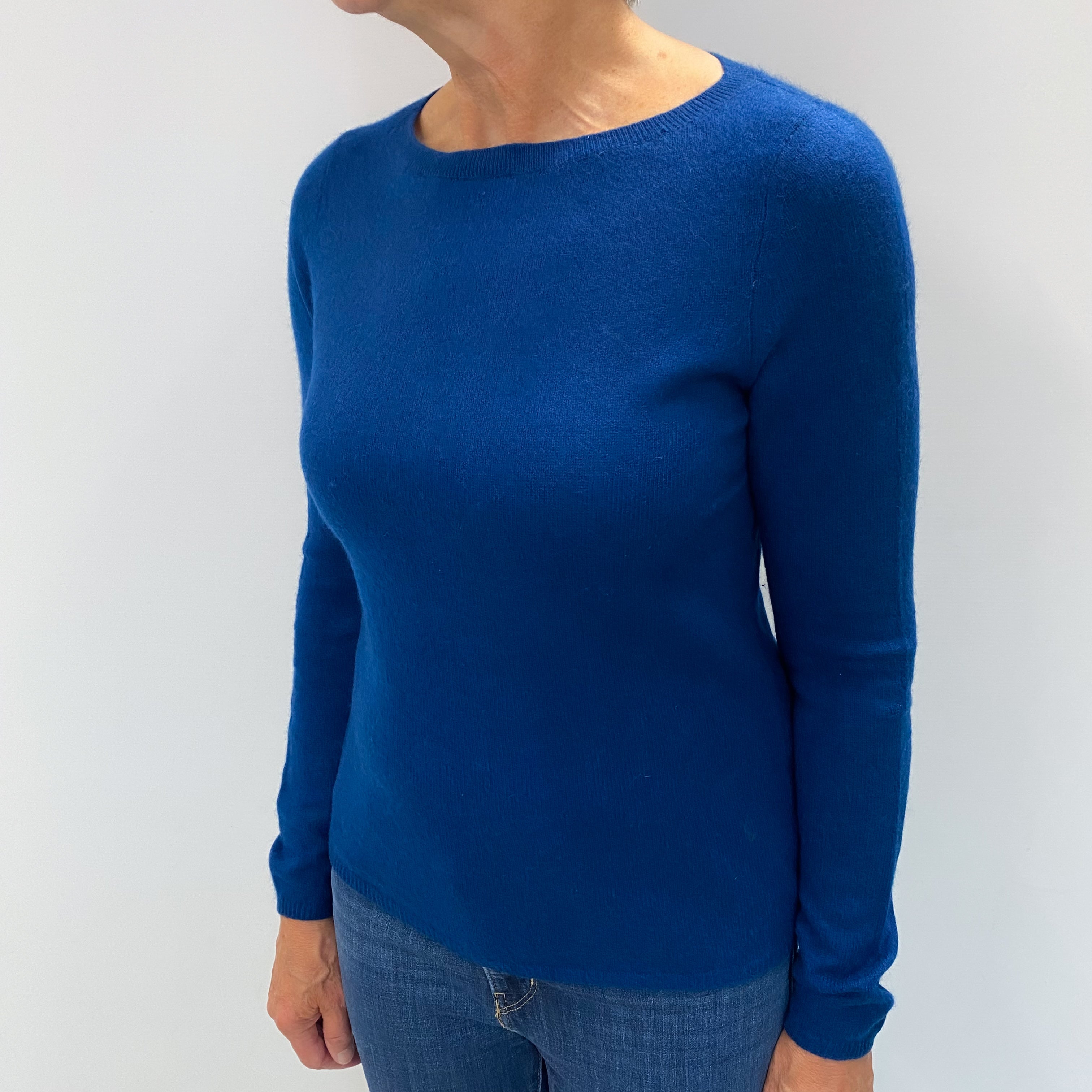 Deep Ocean Blue Cashmere Crew Neck Jumper Medium
