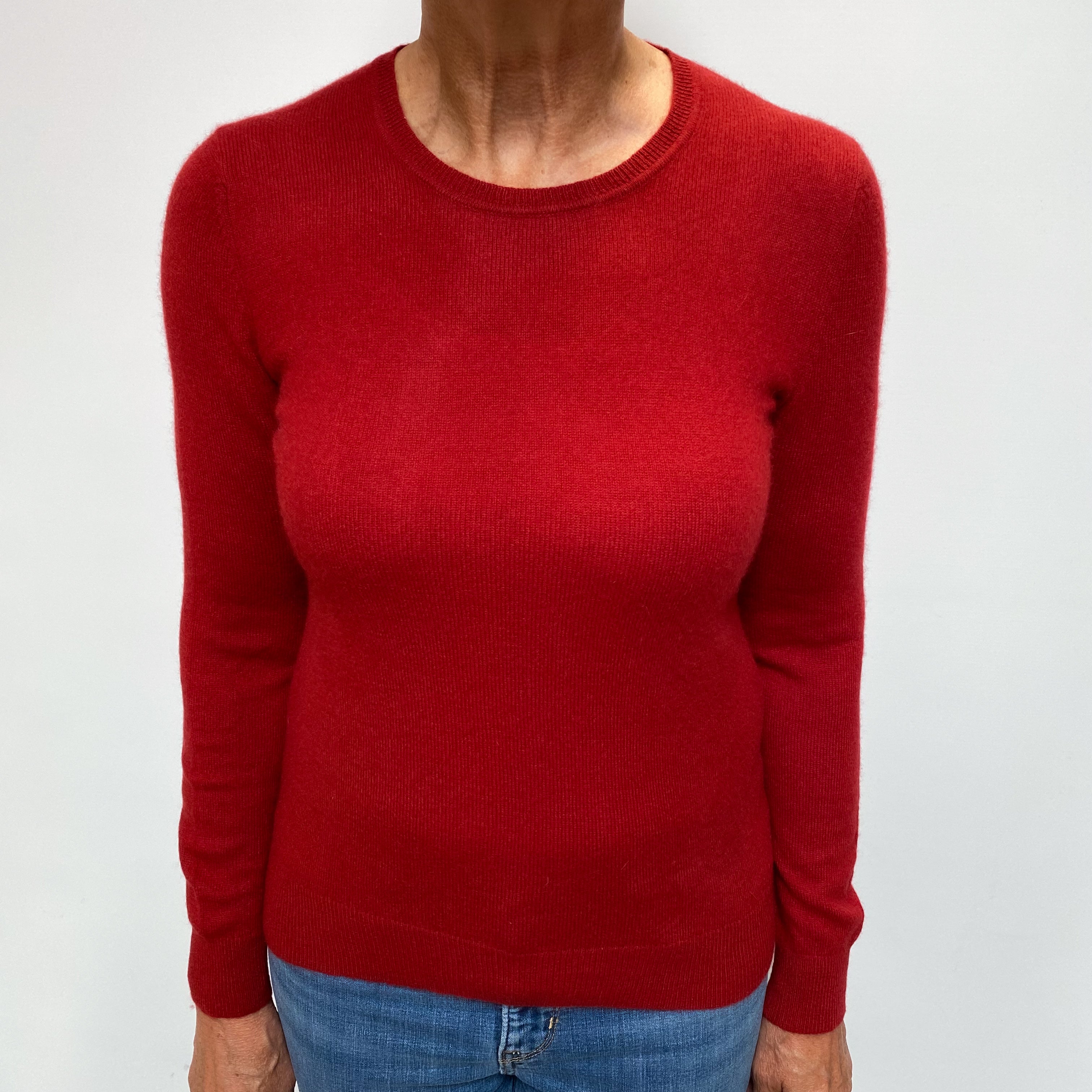 Tomato Red Cashmere Crew Neck Jumper Medium