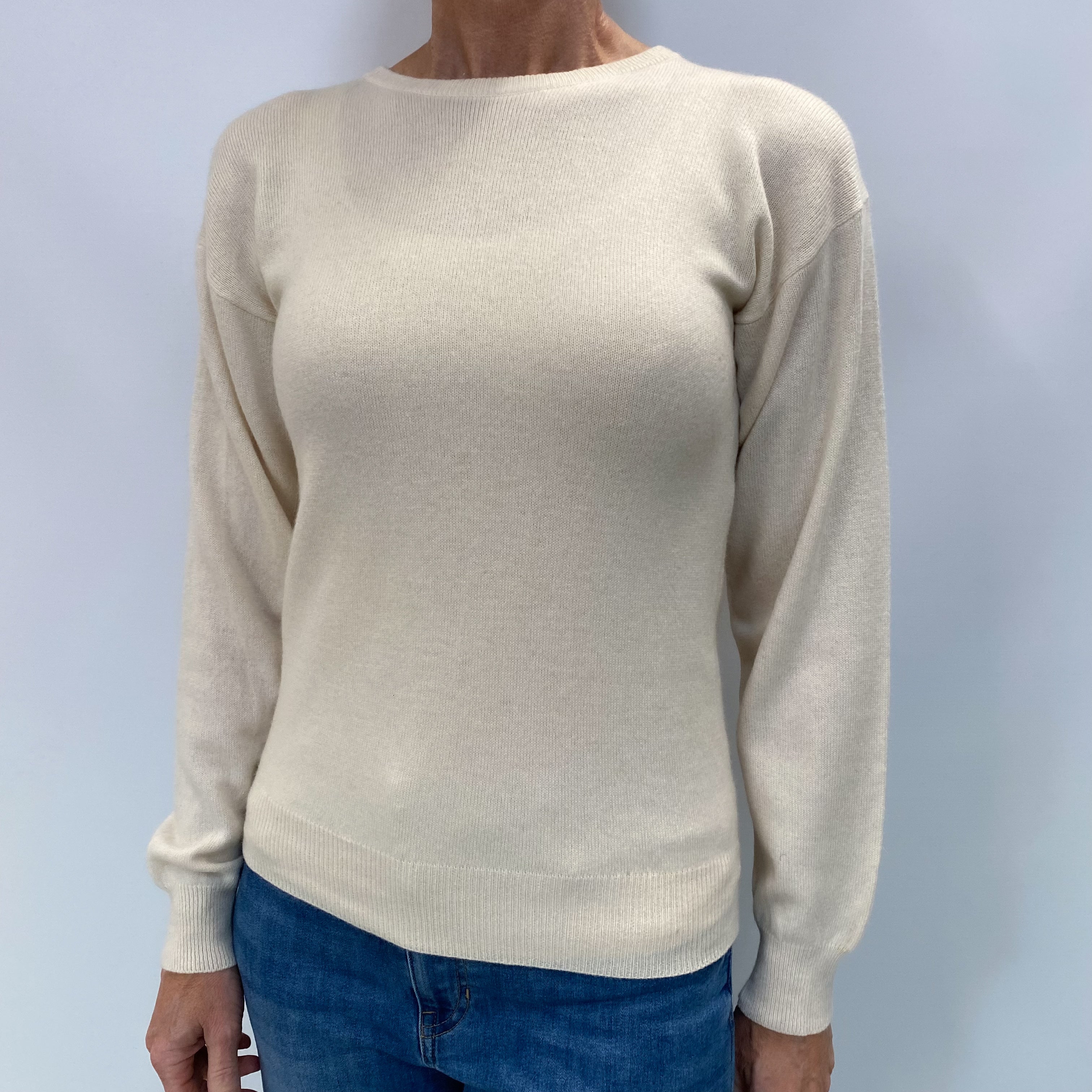 Winter White Cashmere Crew Neck Jumper Small