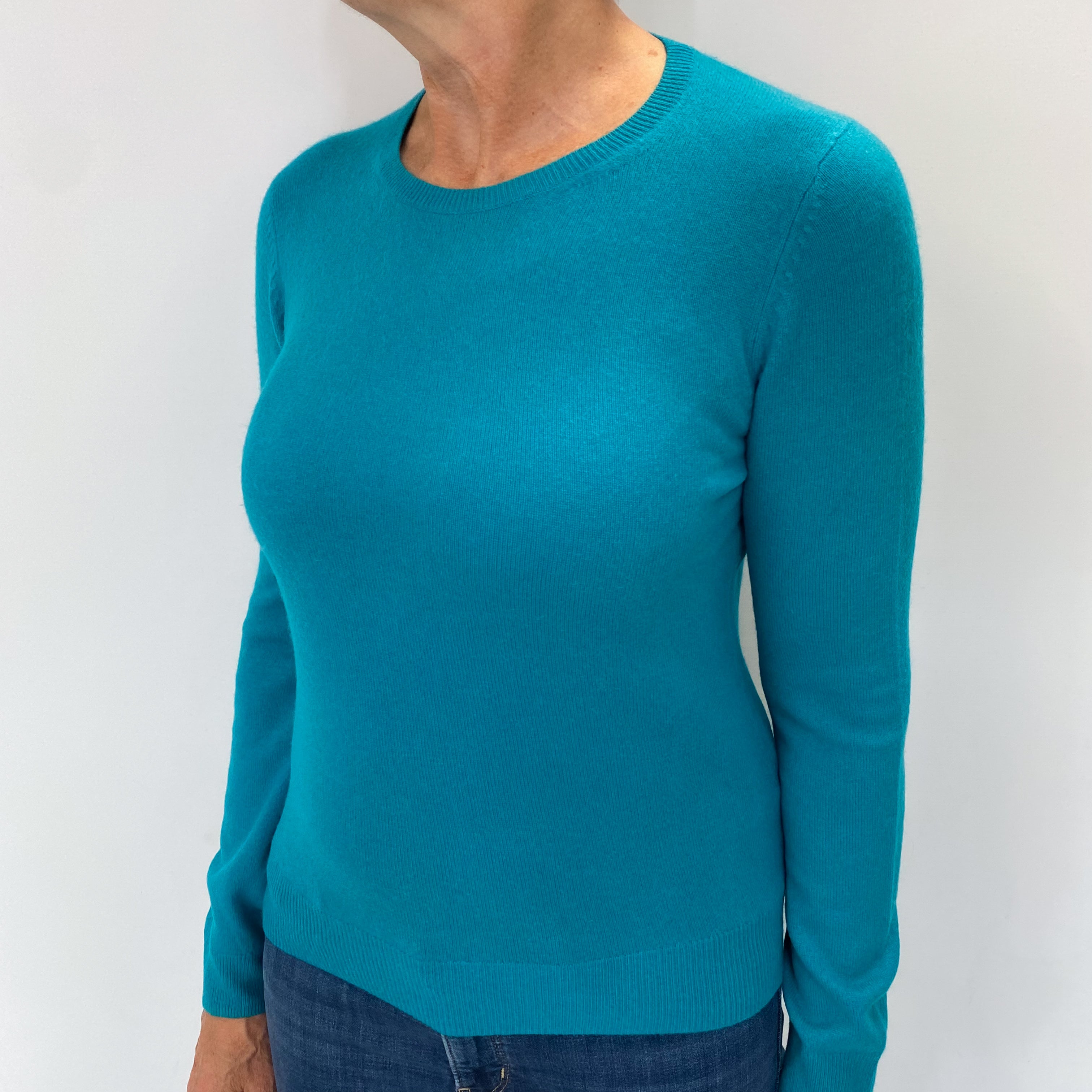 Turquoise Cashmere Crew Neck Jumper Medium