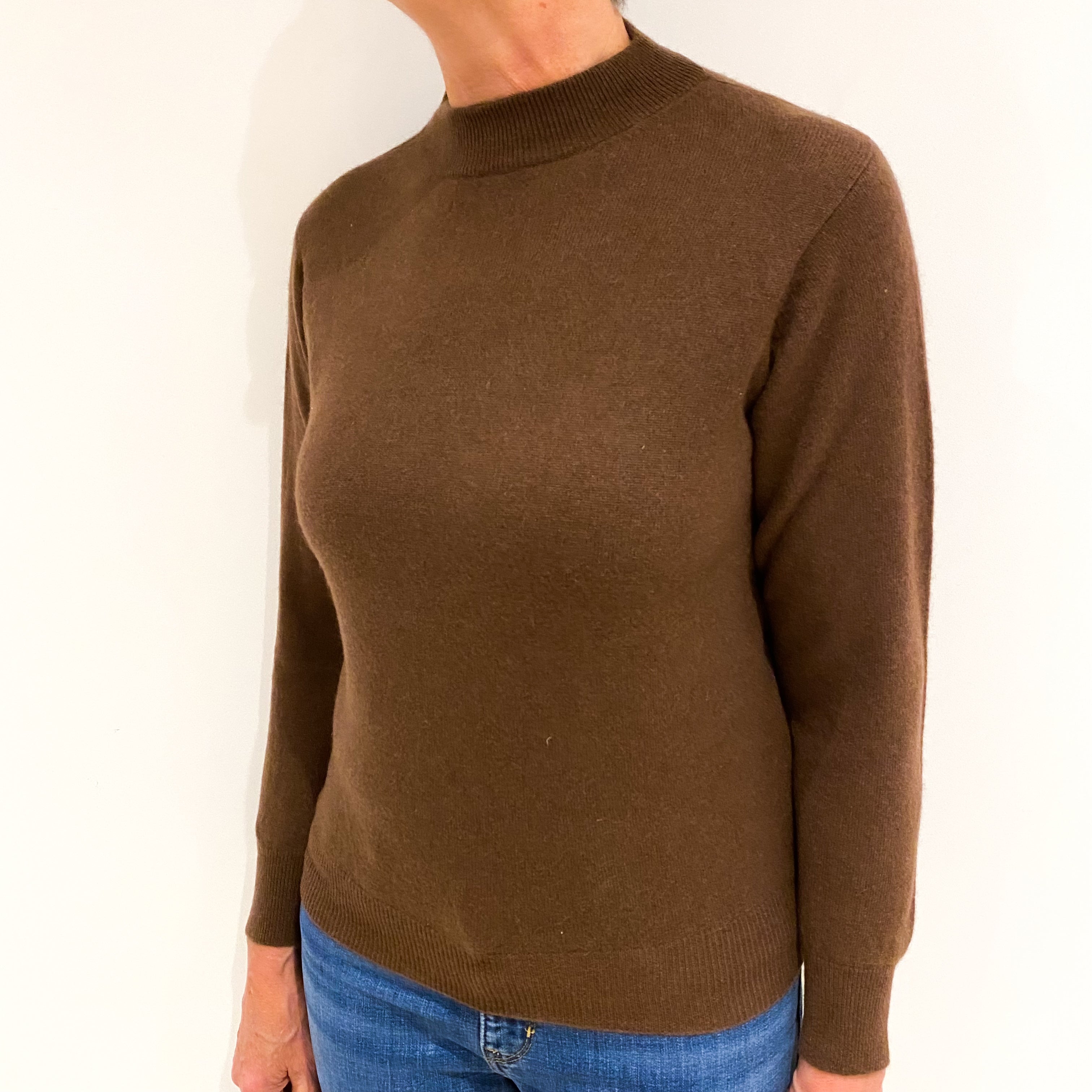 Walnut Brown Cashmere Turtle Neck Jumper Medium