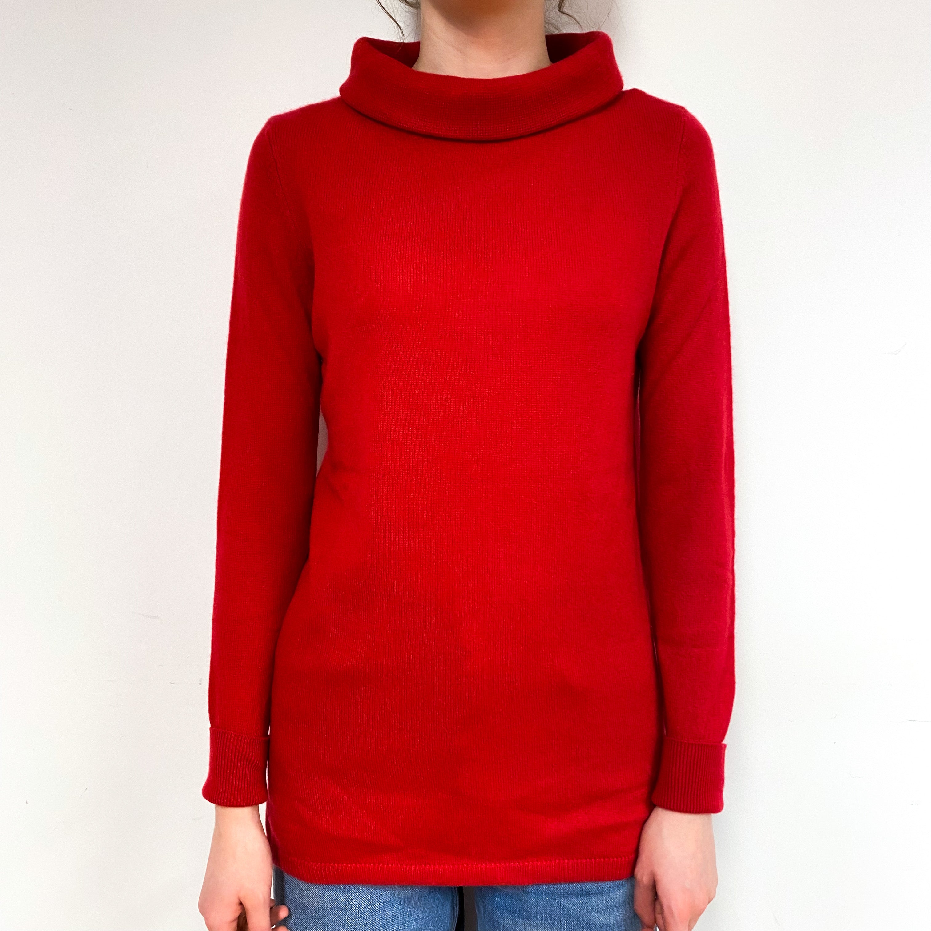 Berry Red Cashmere Funnel Neck Jumper Extra Small