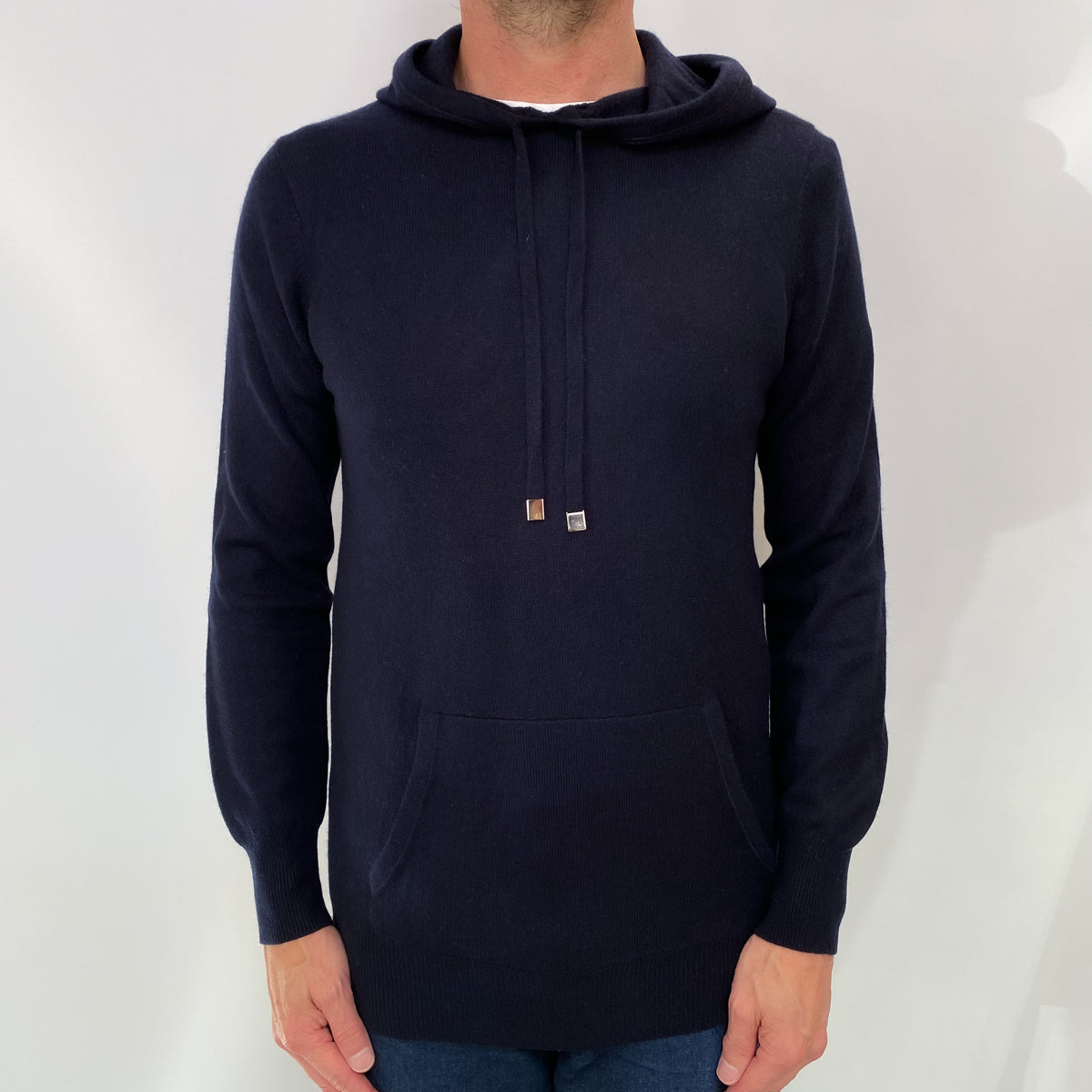 Navy Men's Cashmere Hoodie Small