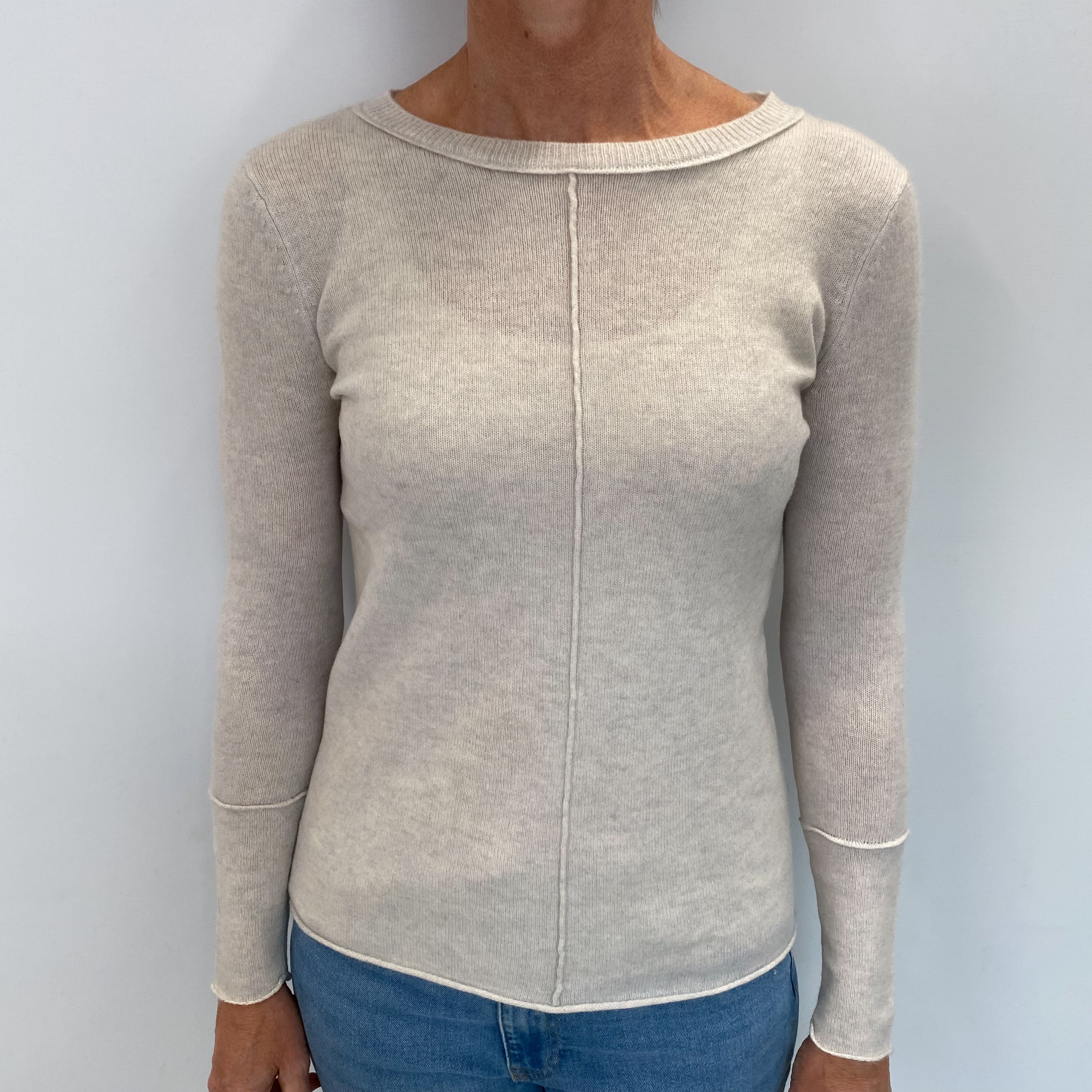 Winter White Cashmere Crew Neck Jumper Small