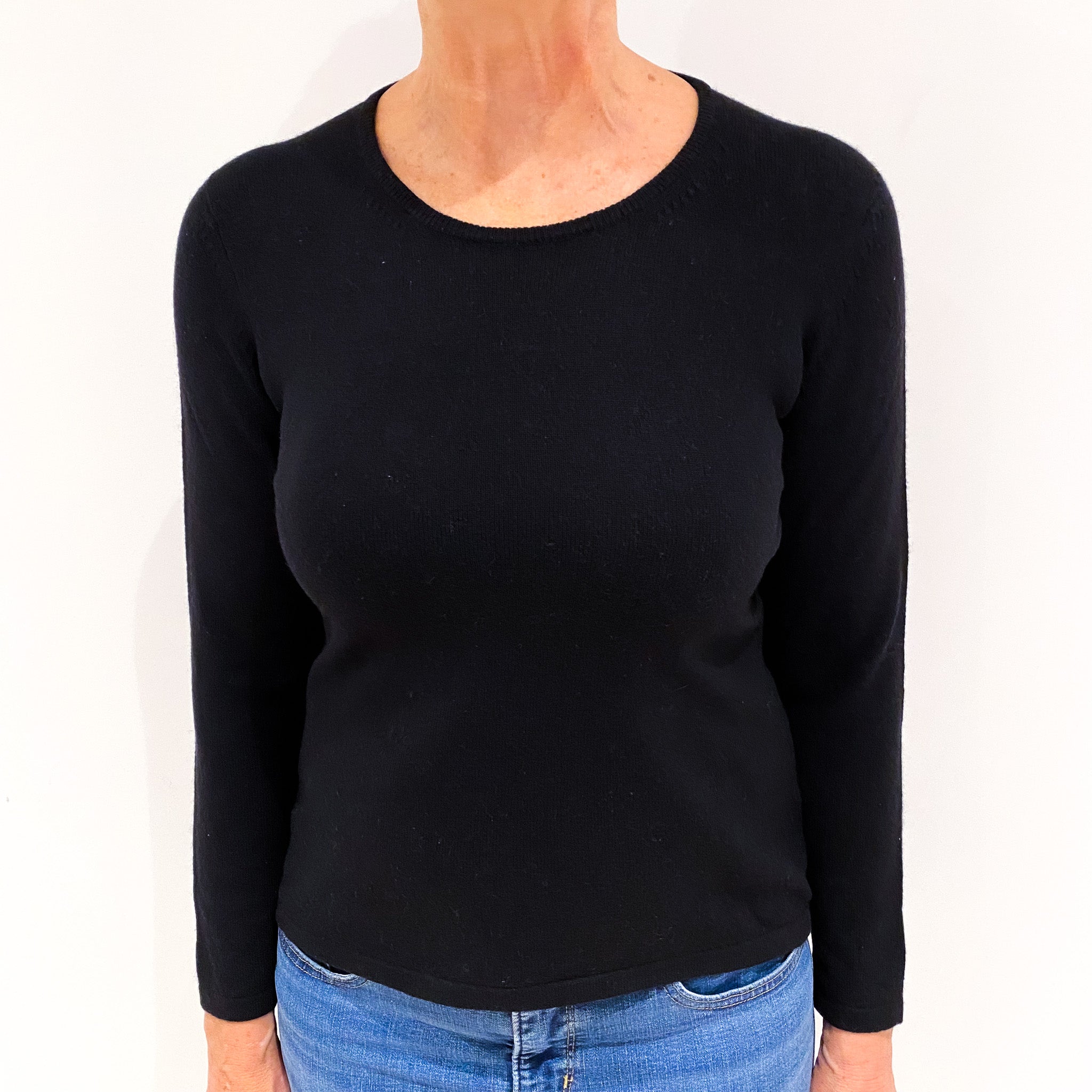 Black Cashmere Crew Neck Jumper Medium