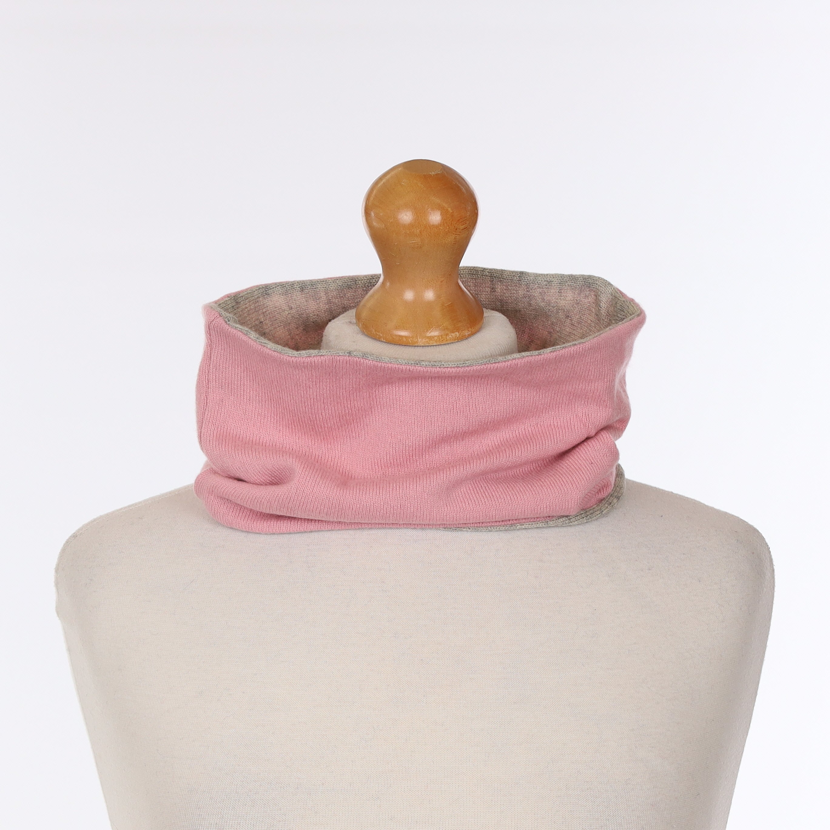 Pale Grey and Candy Pink Neck Warmer