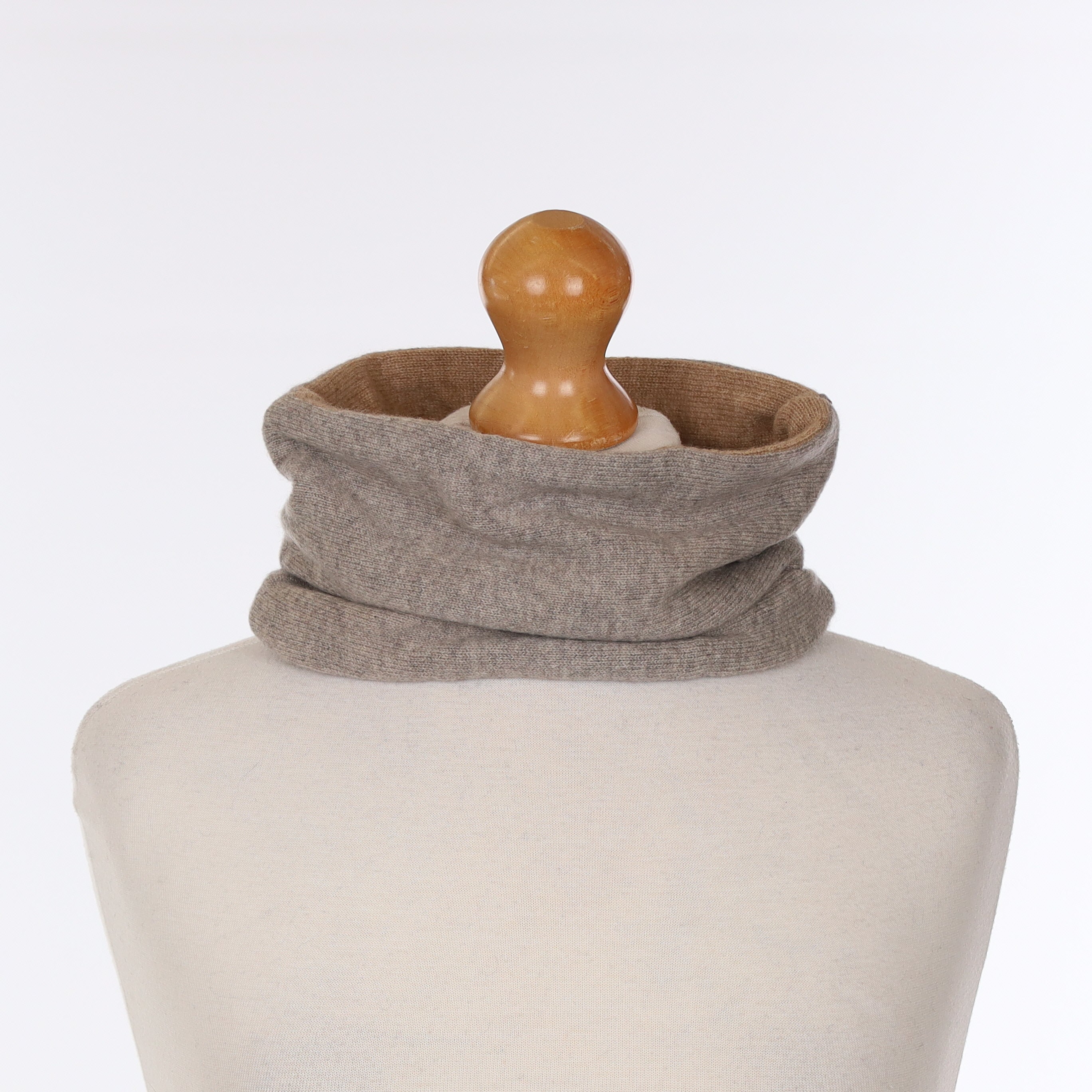 Fudge Brown and Smoke Grey Cashmere Neck Warmer