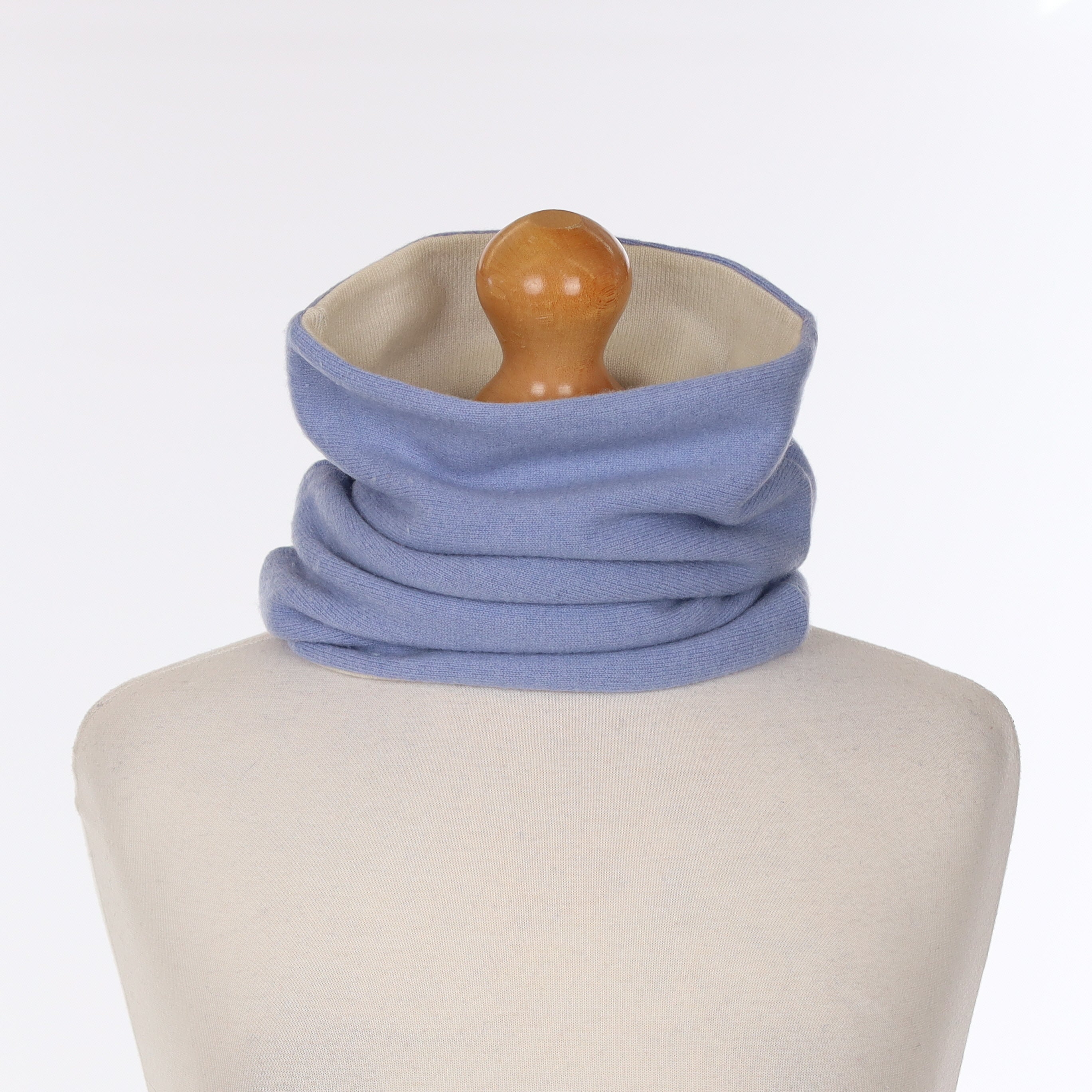 Soft Blue and Cream Luxury Double Layered Snood