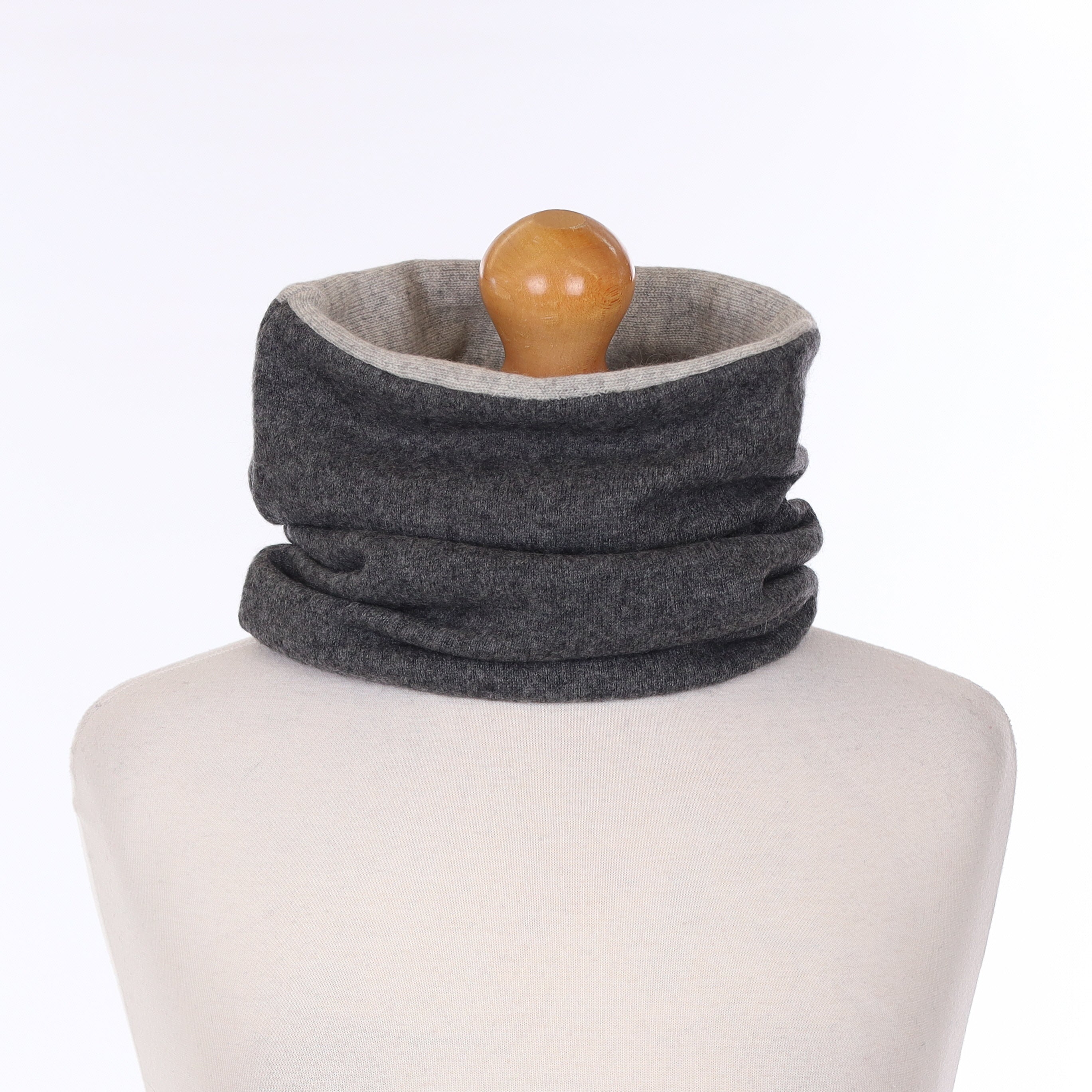Men’s Pale Grey and Smoke Grey Luxury Double Layered Snood