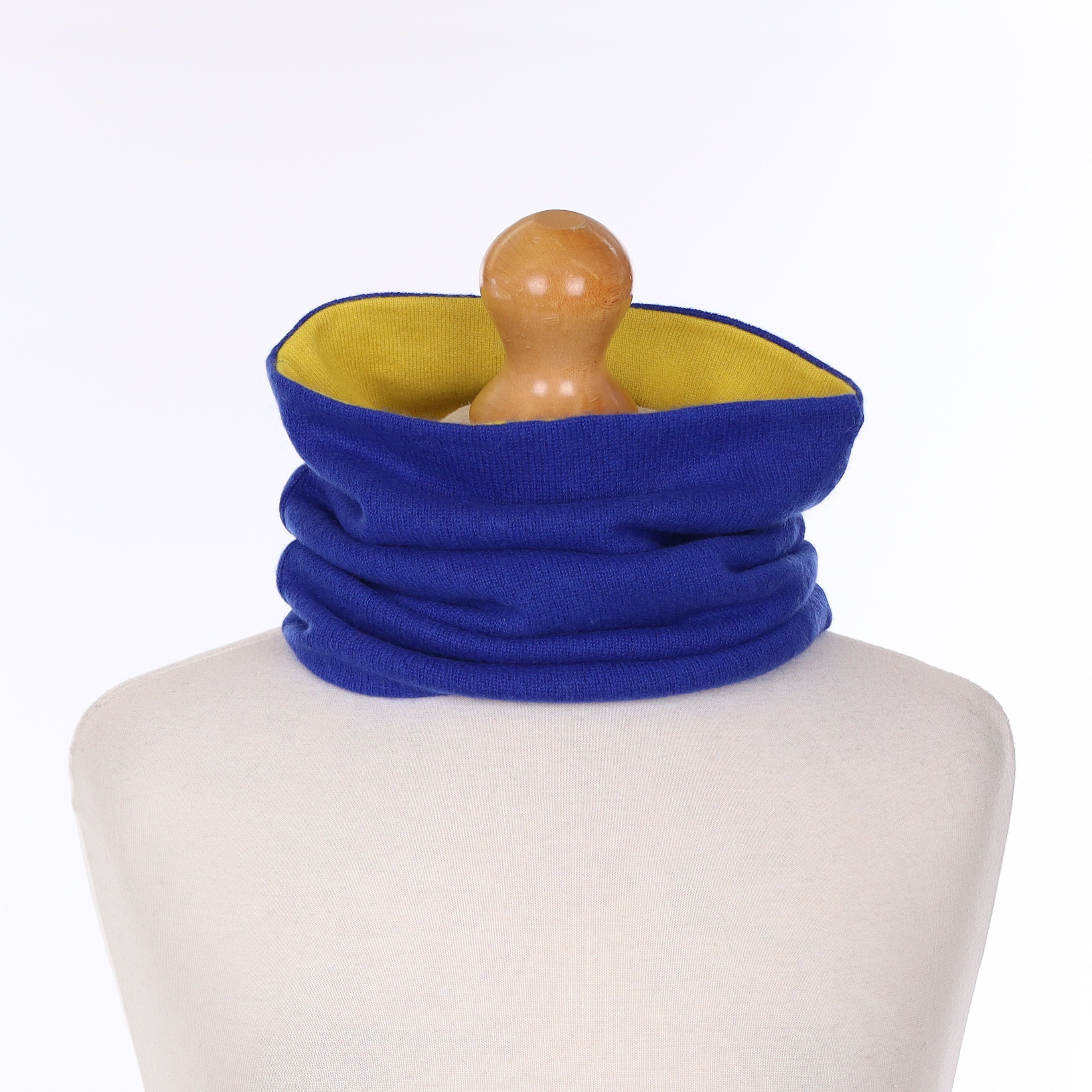 Colbalt Blue and Mustard Yellow Luxury Double Layered Snood