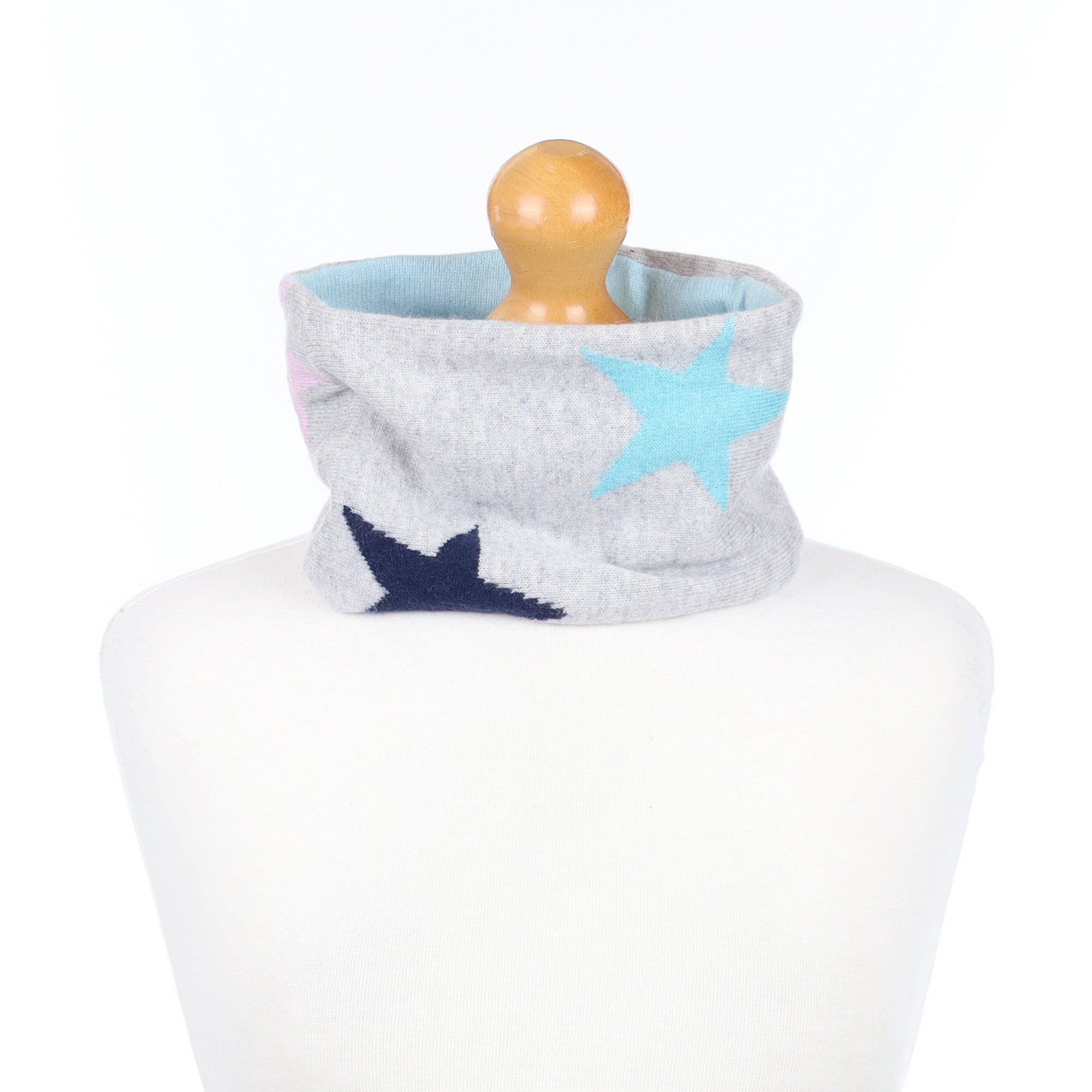 Grey and Blue Star Neck Warmer