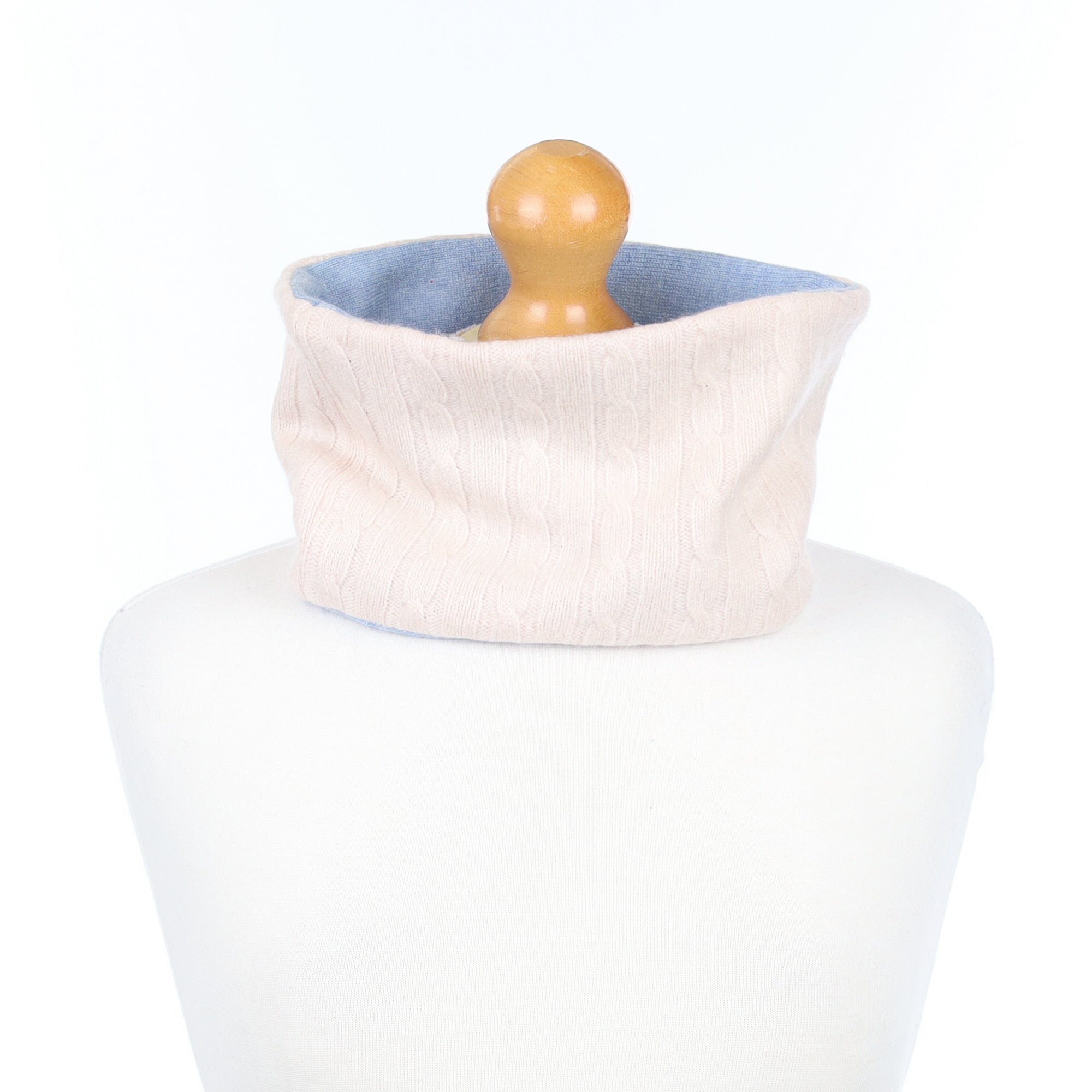 Cream Cable and Blue Neck Warmer