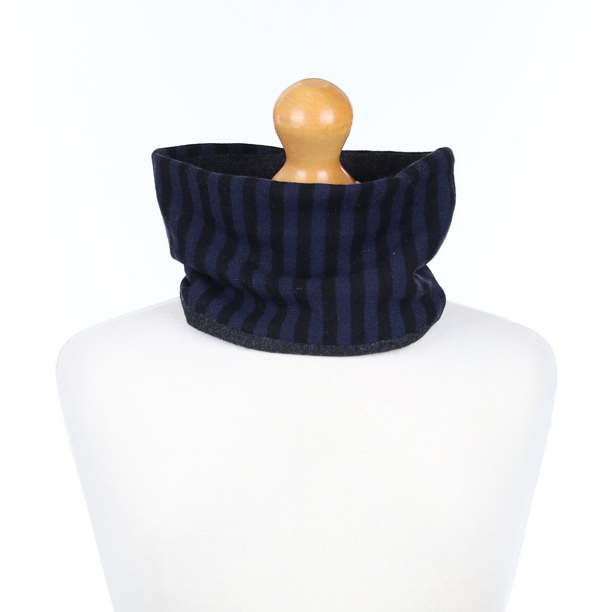 Black and Navy Striped Neck Warmer