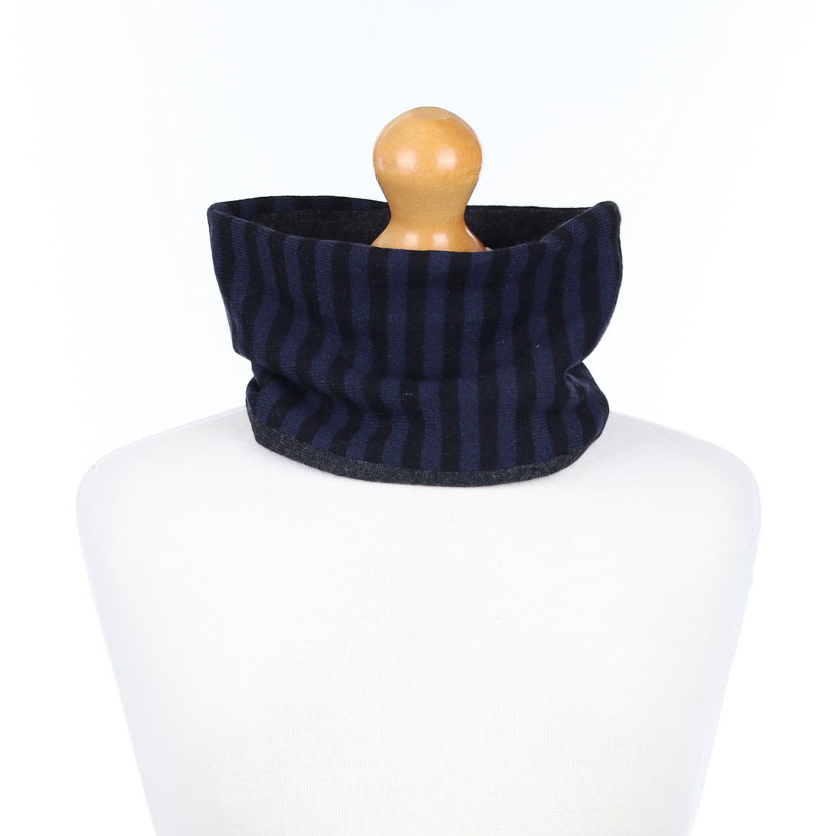 Black and Navy Striped Neck Warmer