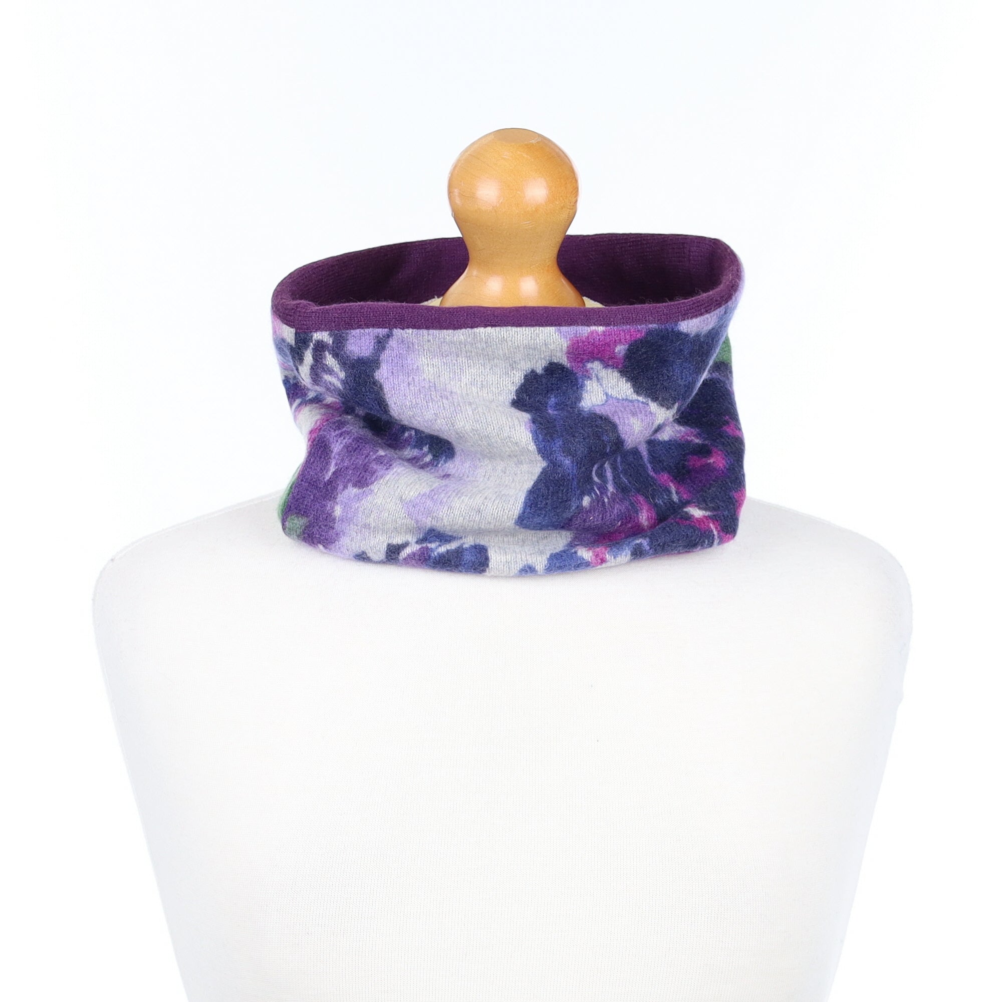 Purple and Grey Floral Neck Warmer