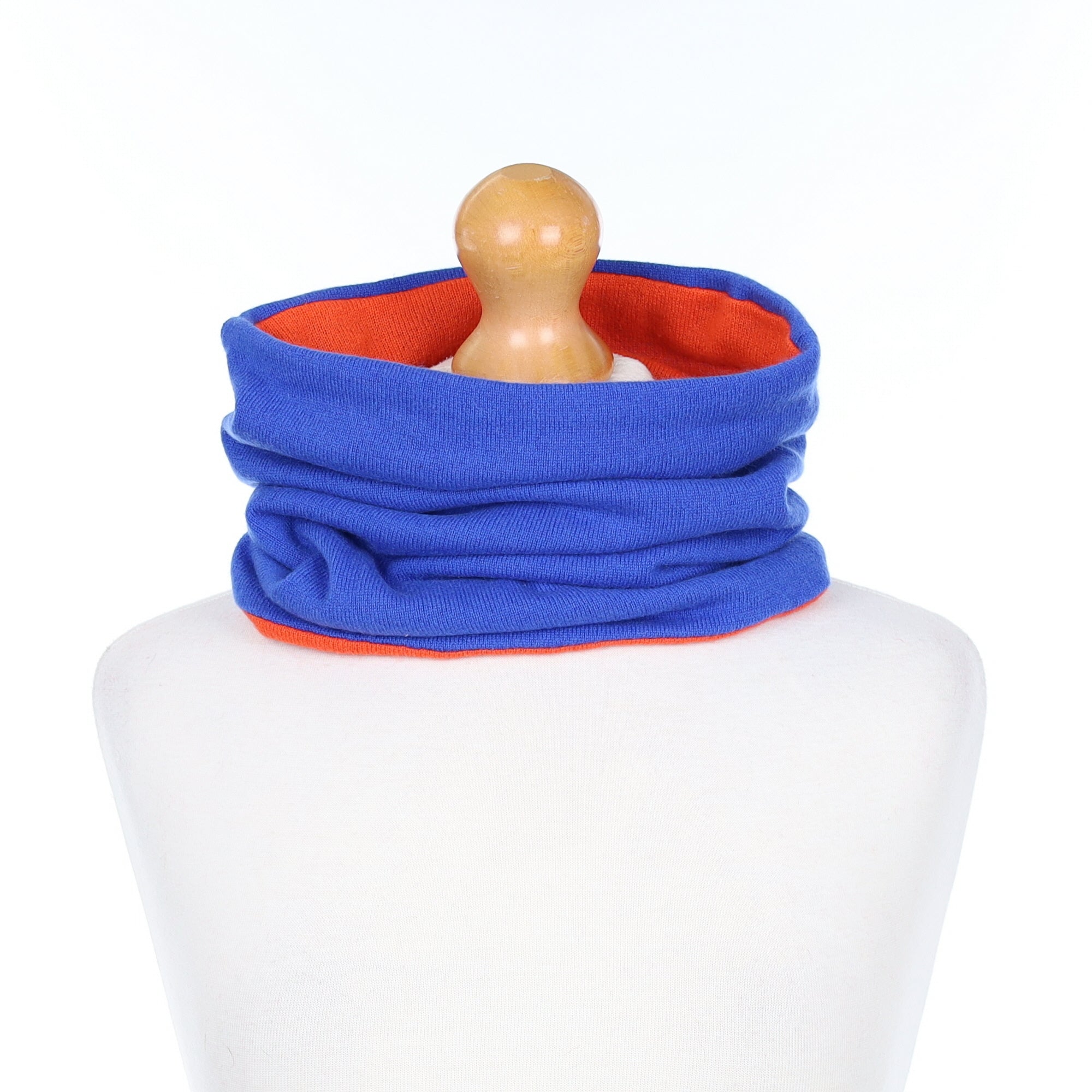 Men’s Bright Tangerine Orange and Blue Luxury Double Layered Snood