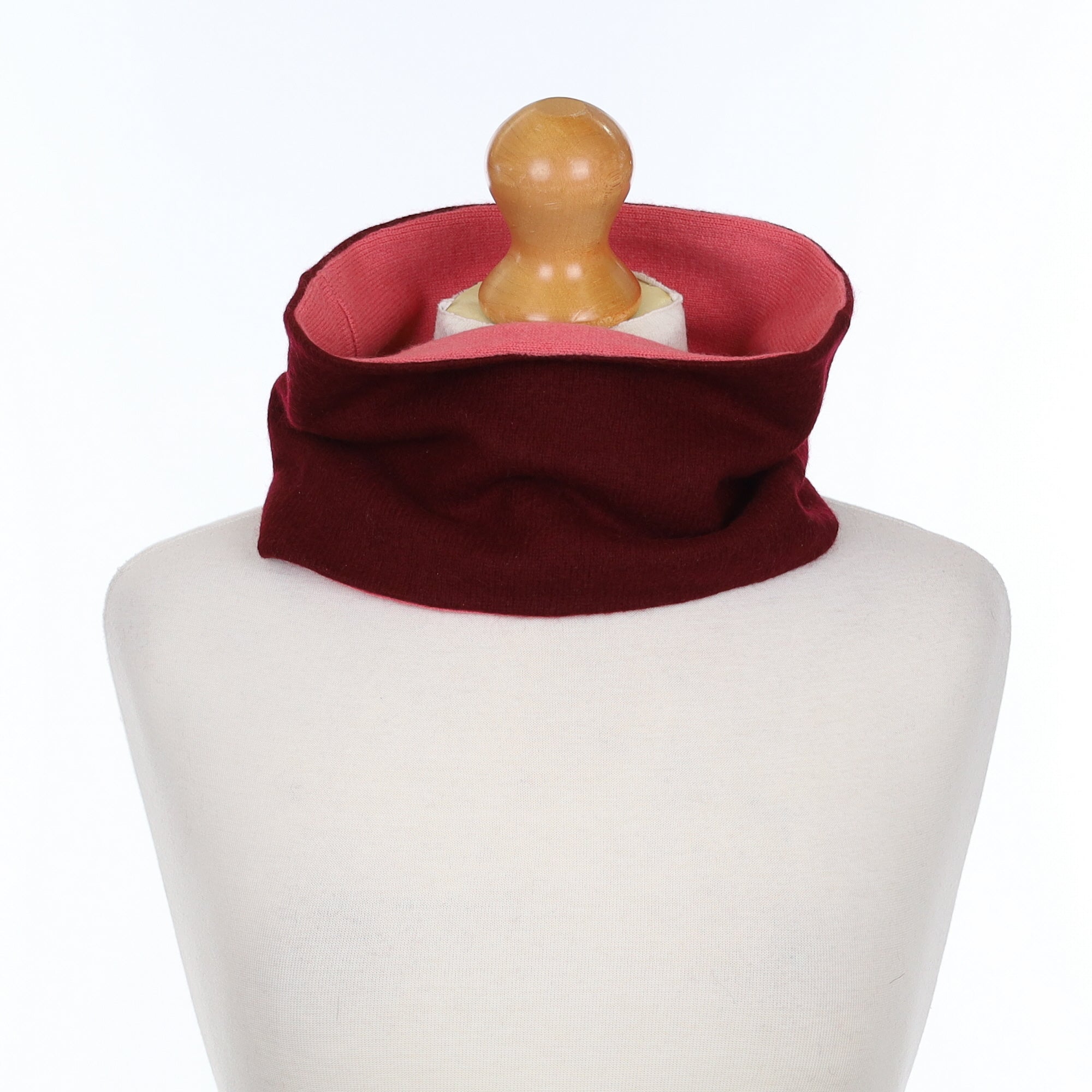 Wine Red and Coral Neck Warmer