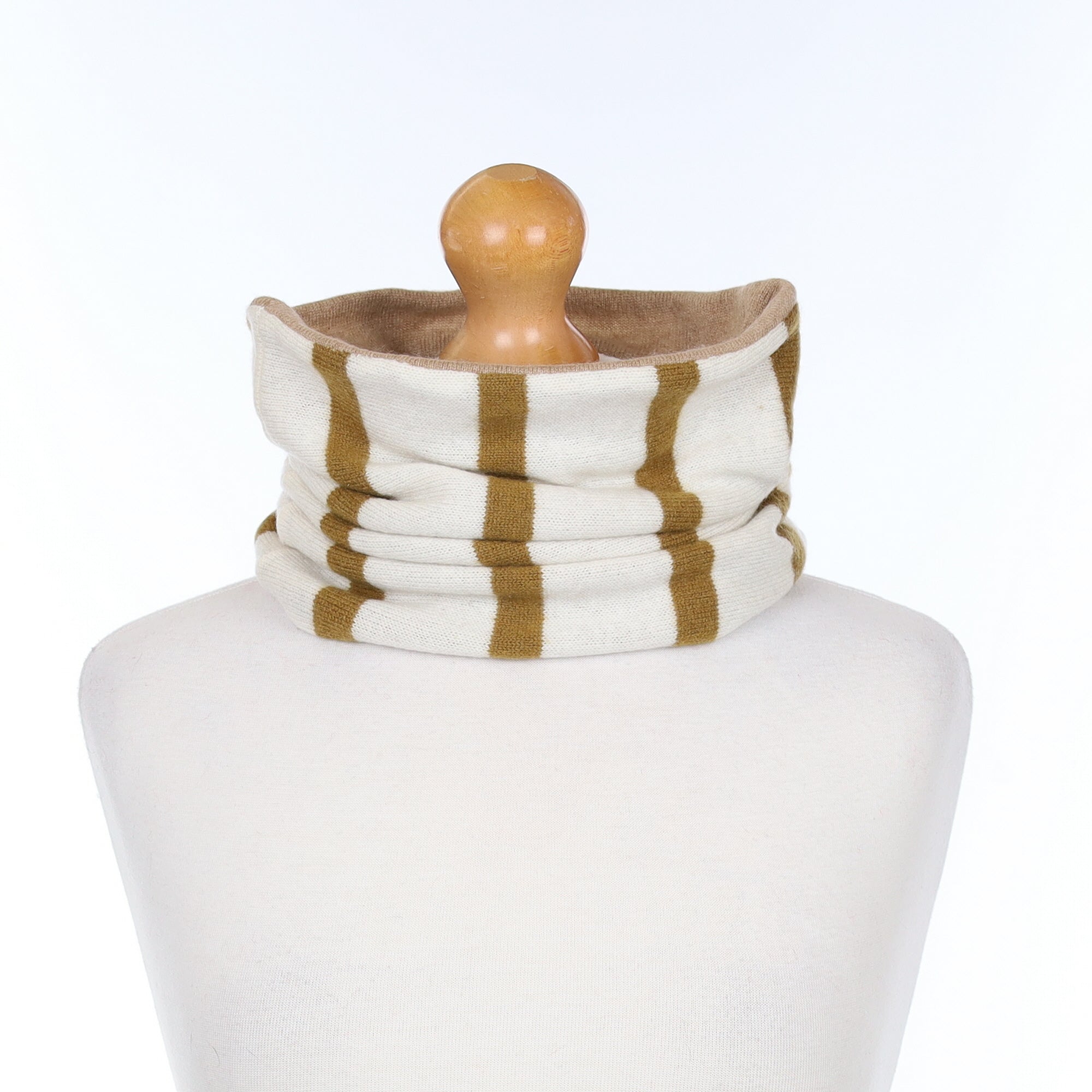 Oatmeal and Toffee Striped Luxury Double Layered Snood