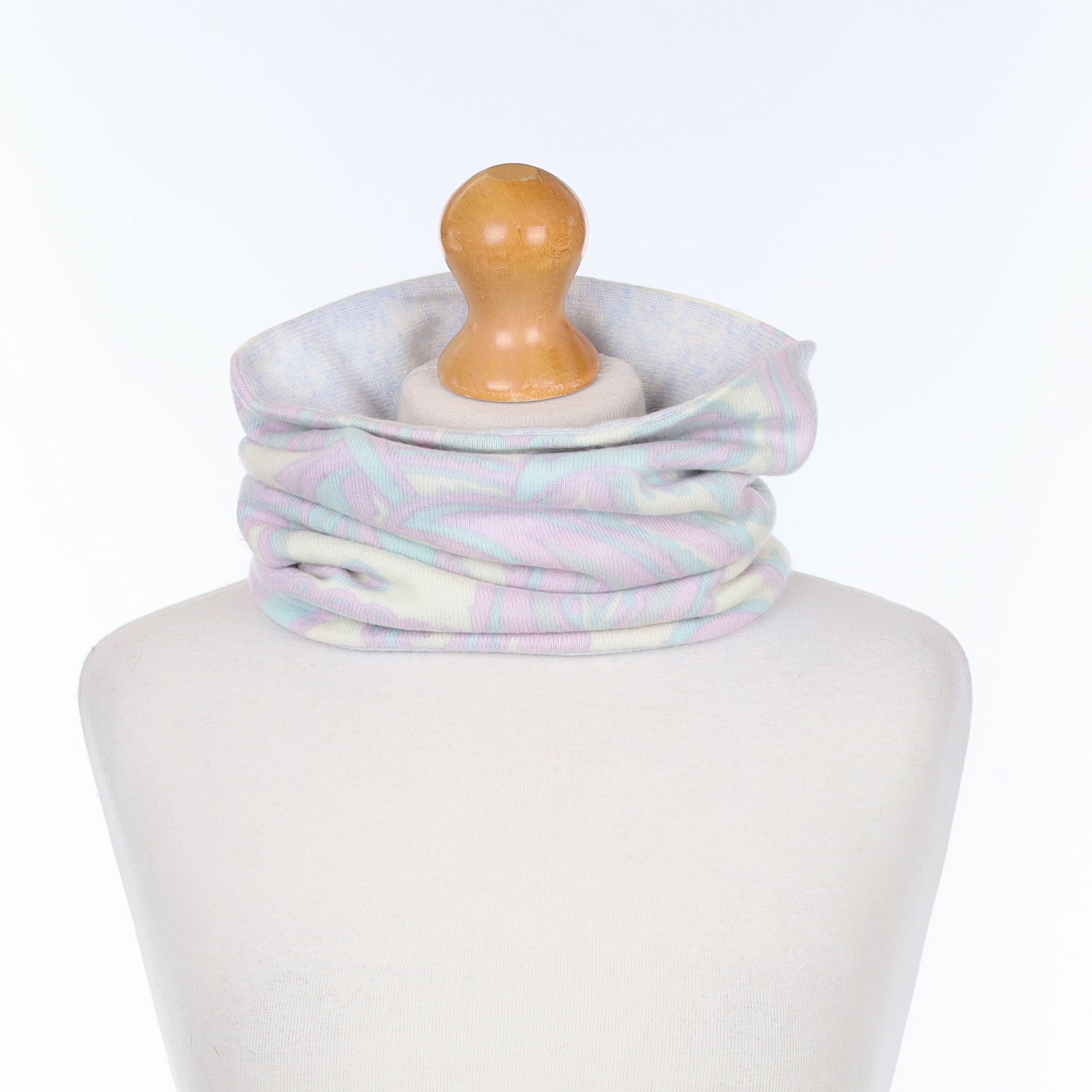 Mauve Pastel Paisley and Ice Blue Luxury Double Layered Snood