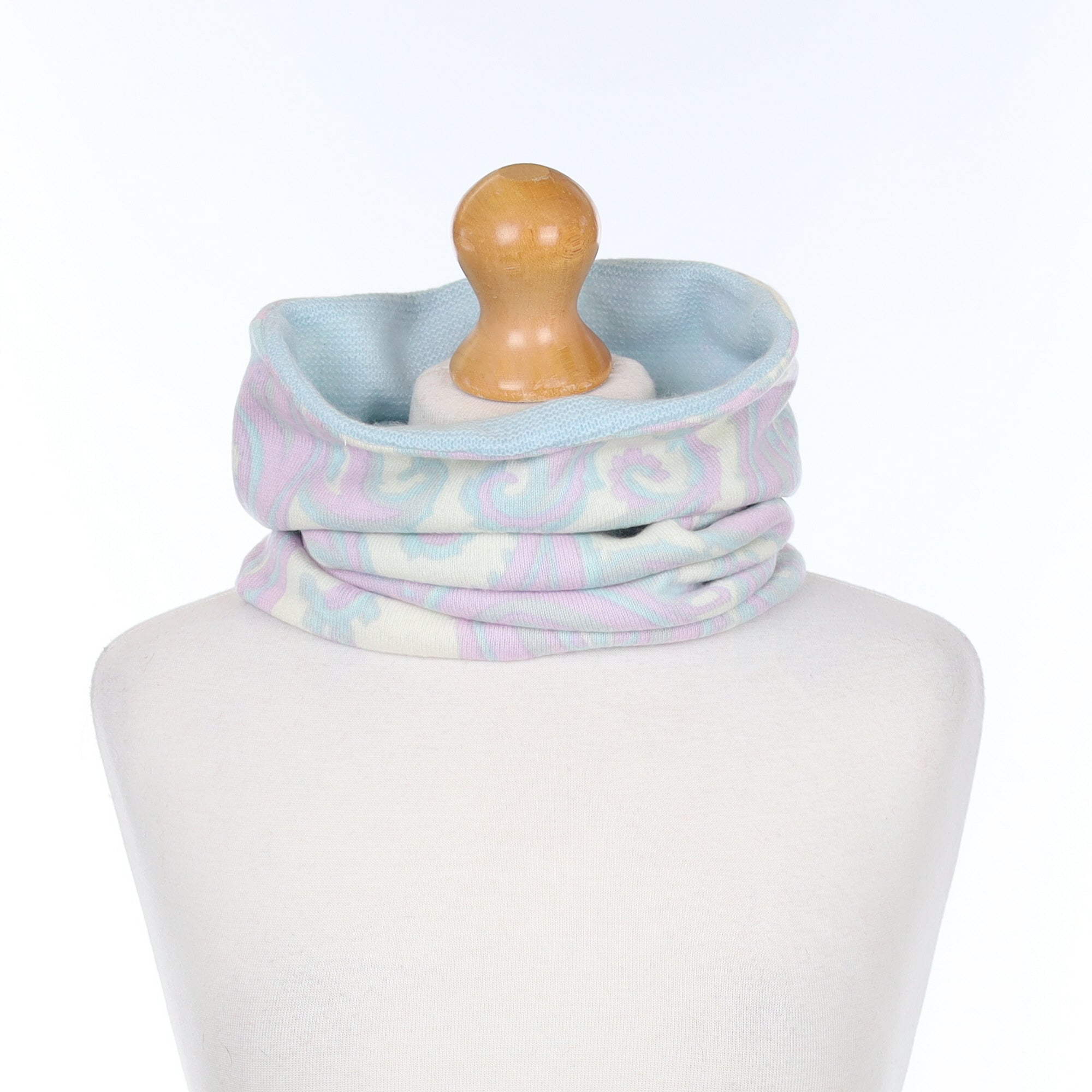 Mauve Pastel Paisley and Opal Blue Luxury Double Layered Snood