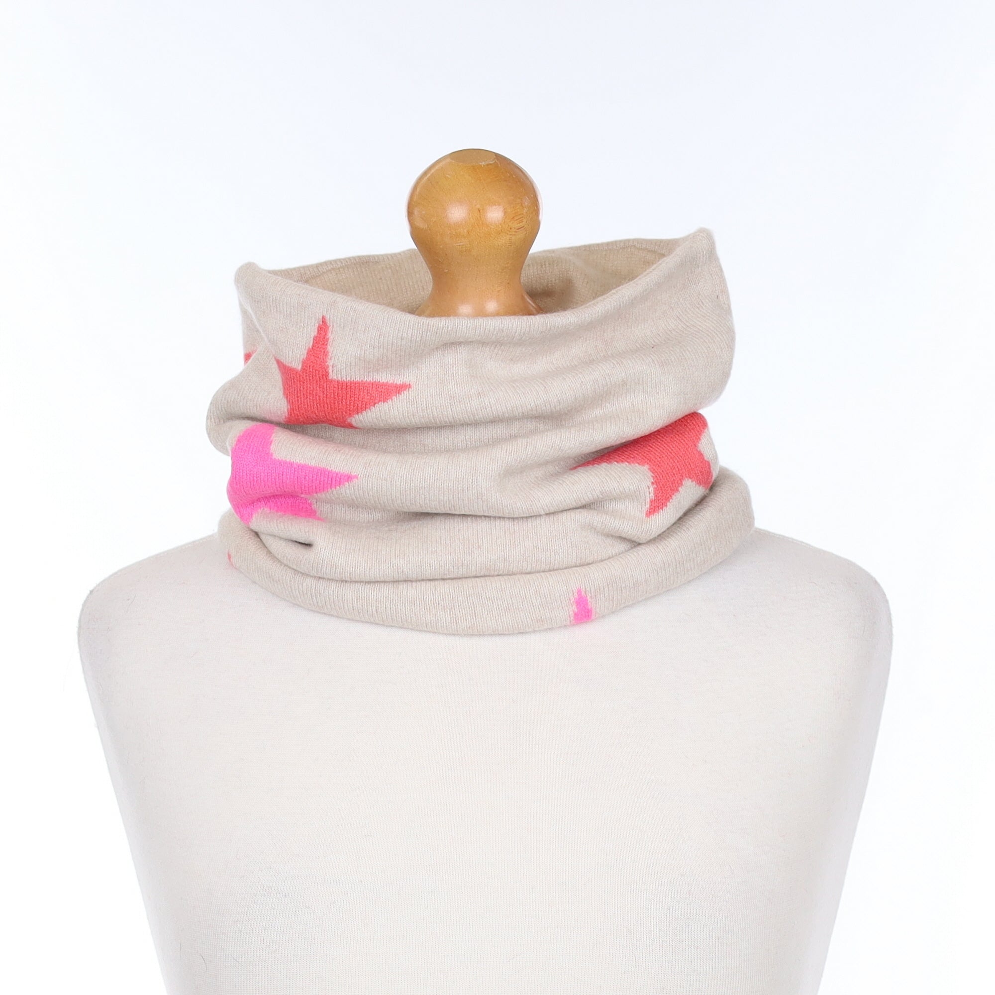 Oatmeal with Pink Stars Luxury Double Layered Snood