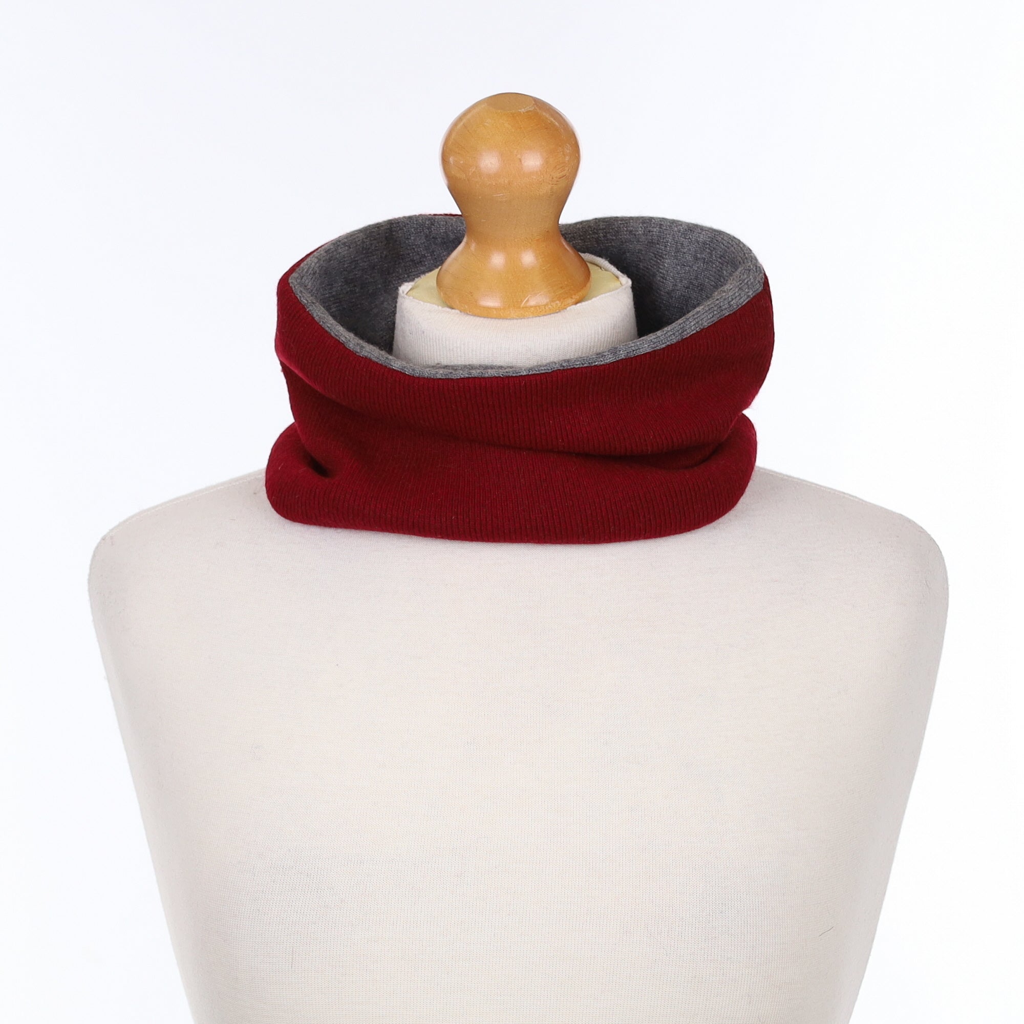 Burgundy and Slate Grey Neck Warmer