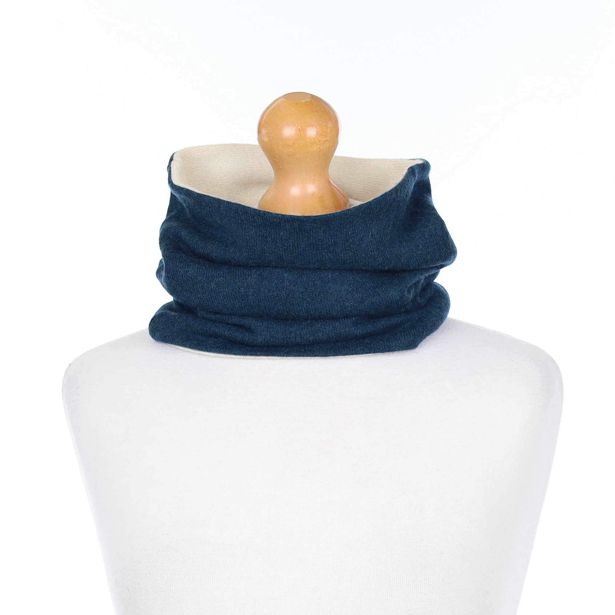 Deep Teal and Ivory Luxury Double Layered Snood