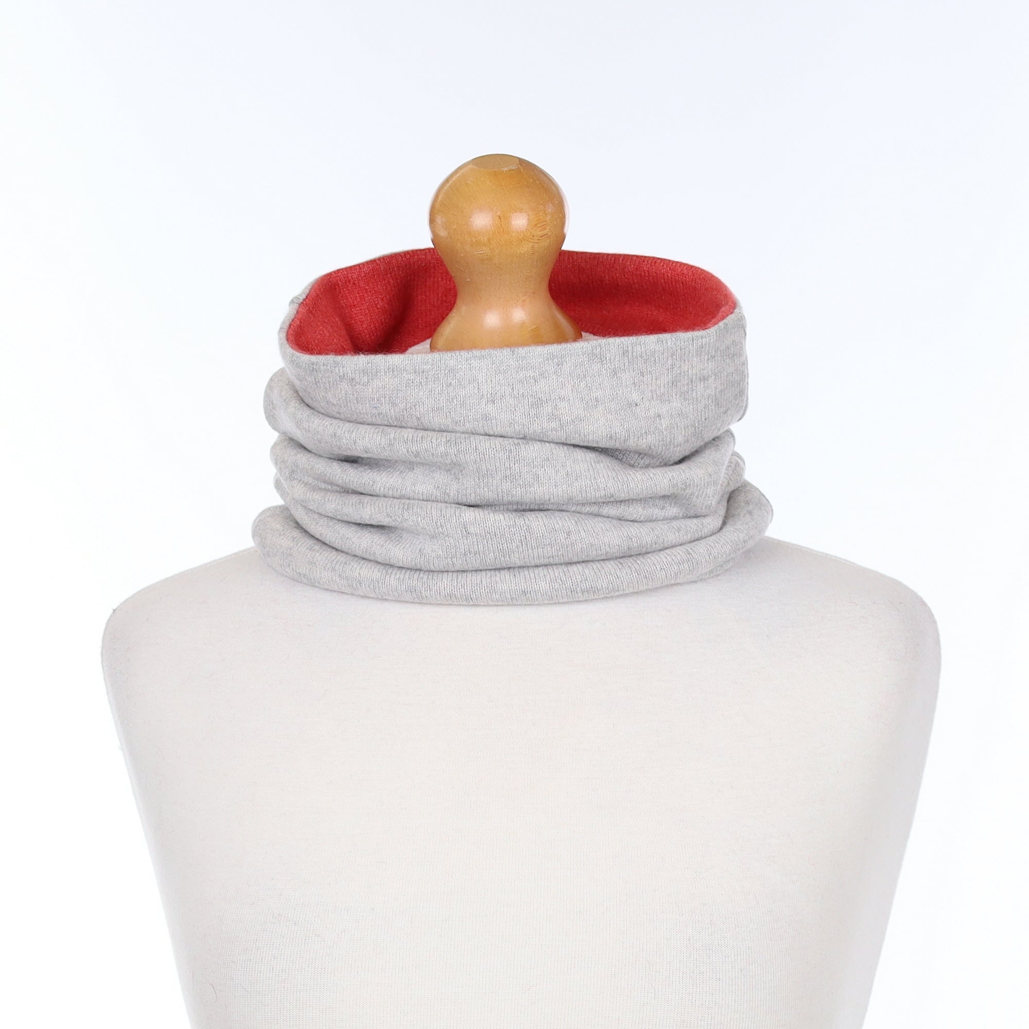 Mist Grey and Watermelon Orange Luxury Double Layered Snood