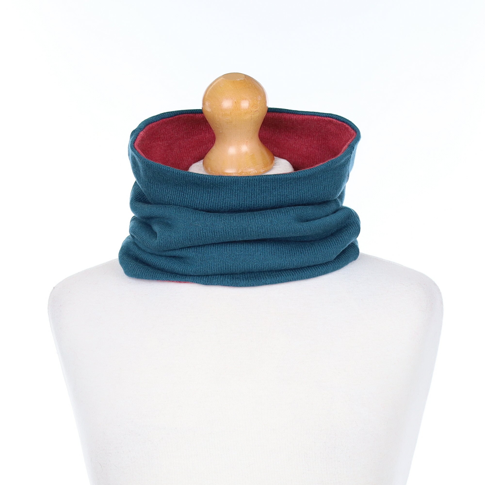 Teal and Brick Red  Luxury Double Layered Snood
