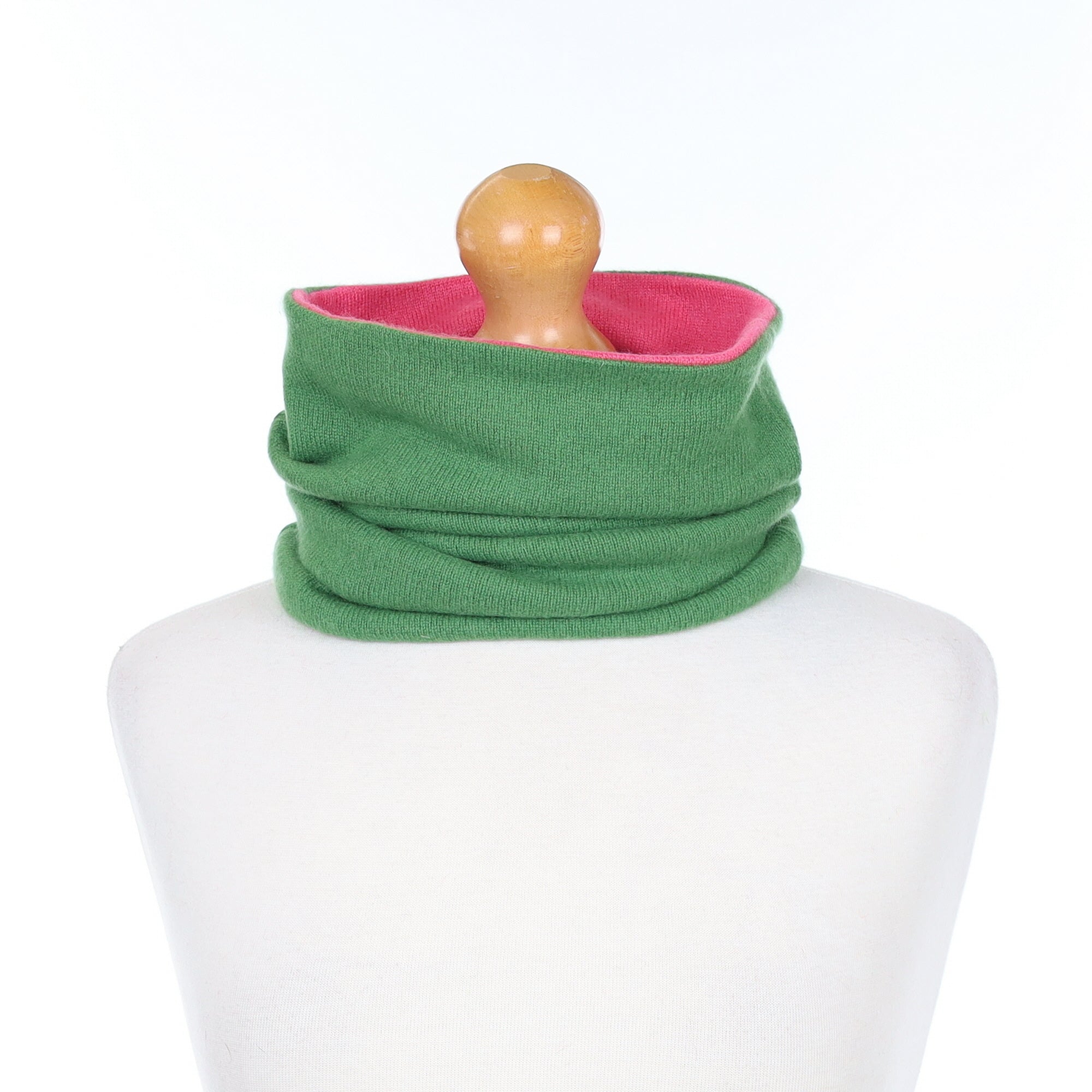 Apple Green and Rose Pink  Luxury Double Layered Snood