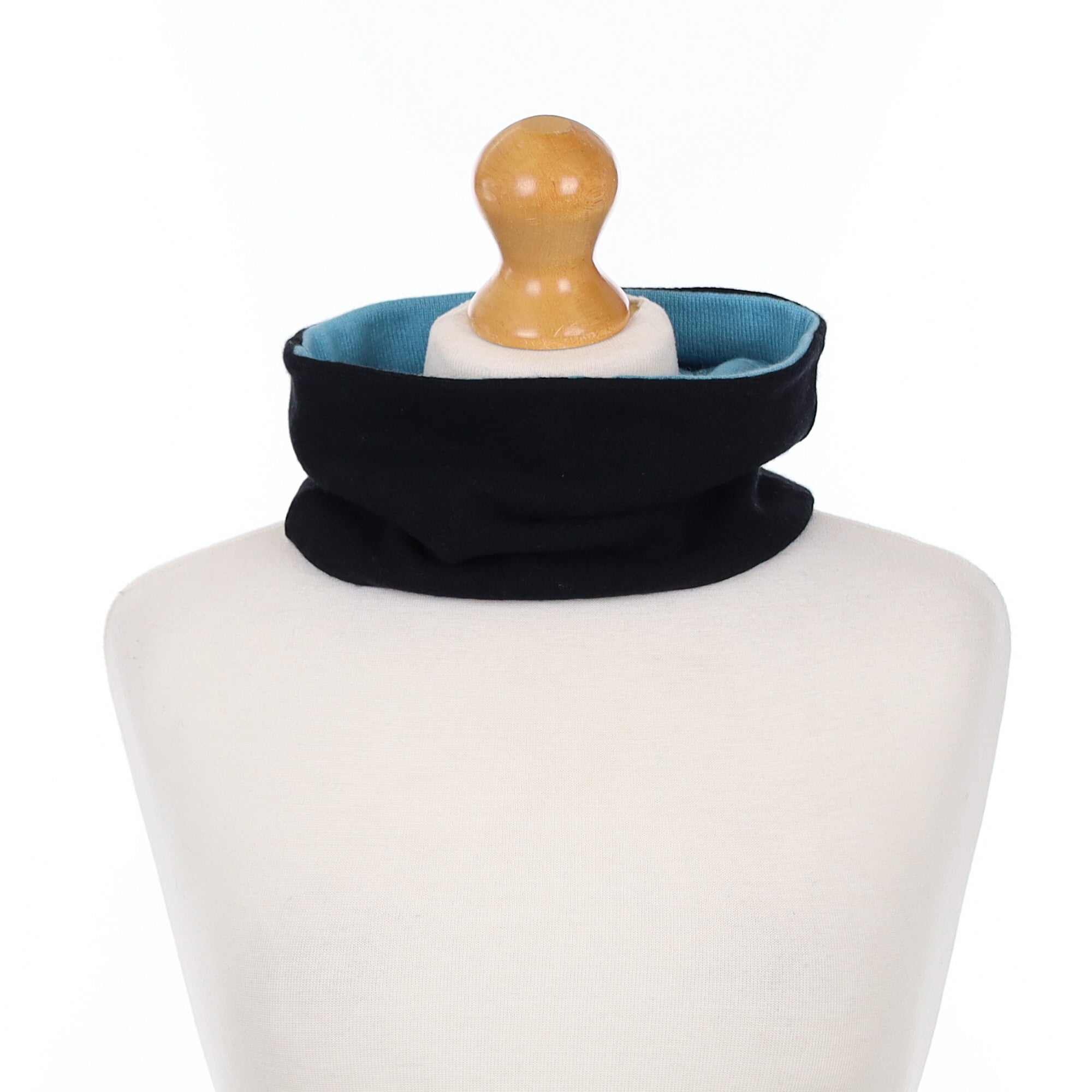 Black and Muted Aqua Neck Warmer
