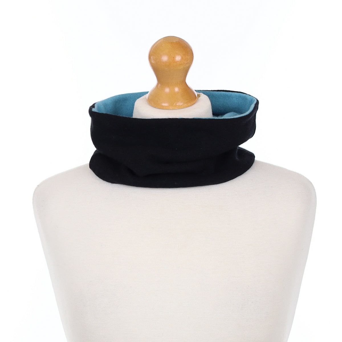 Black and Muted Aqua Neck Warmer