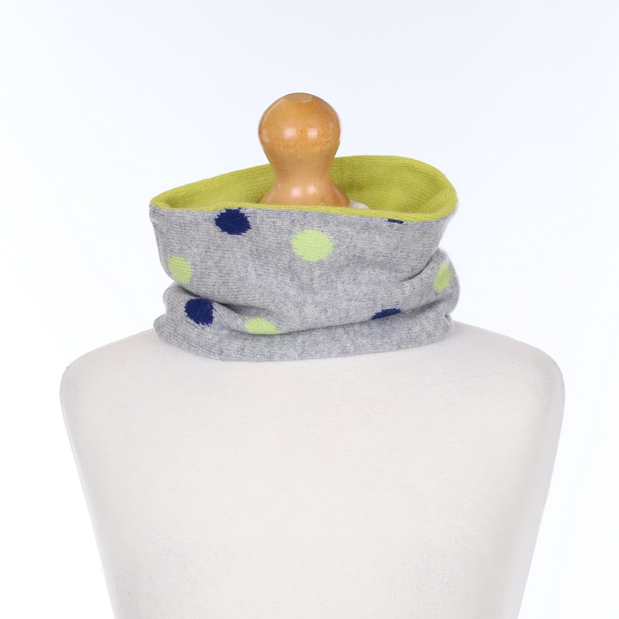 Grey Chartreuse and Blue Spotted Neck Warmer