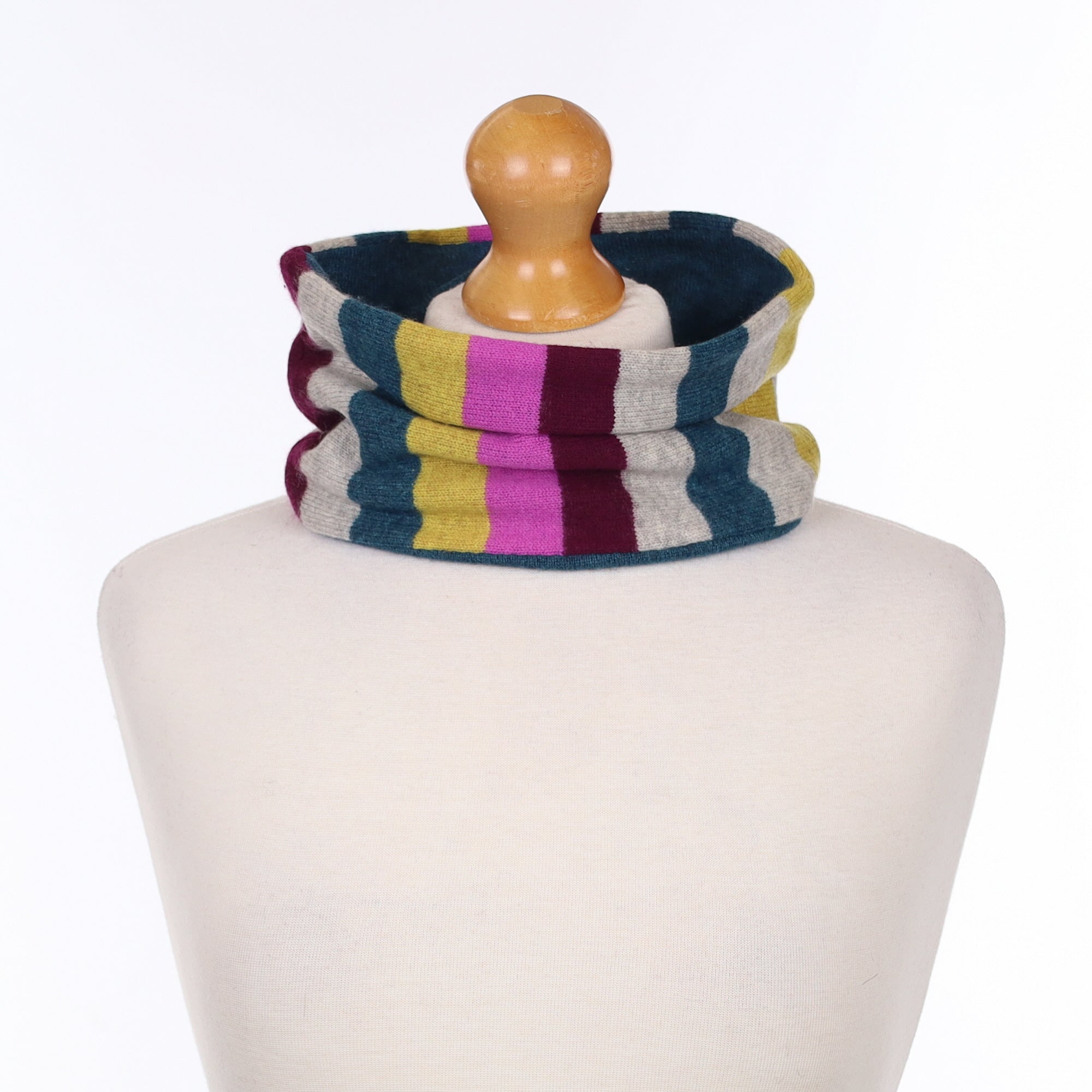 Multicolour Striped and Teal Neck Warmer