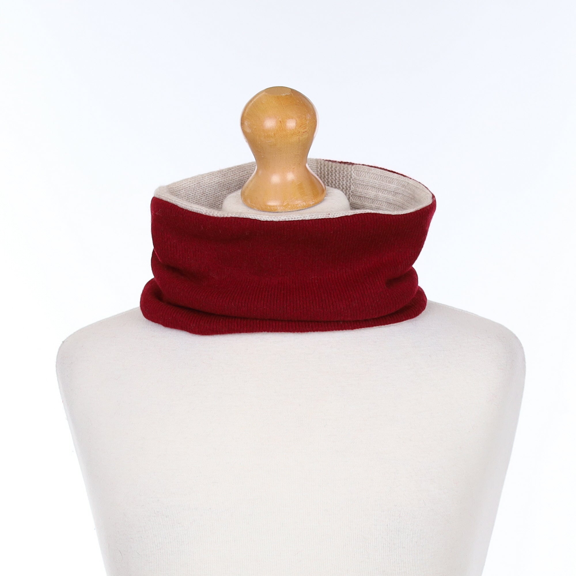 Burgundy Red and Fawn Neck Warmer