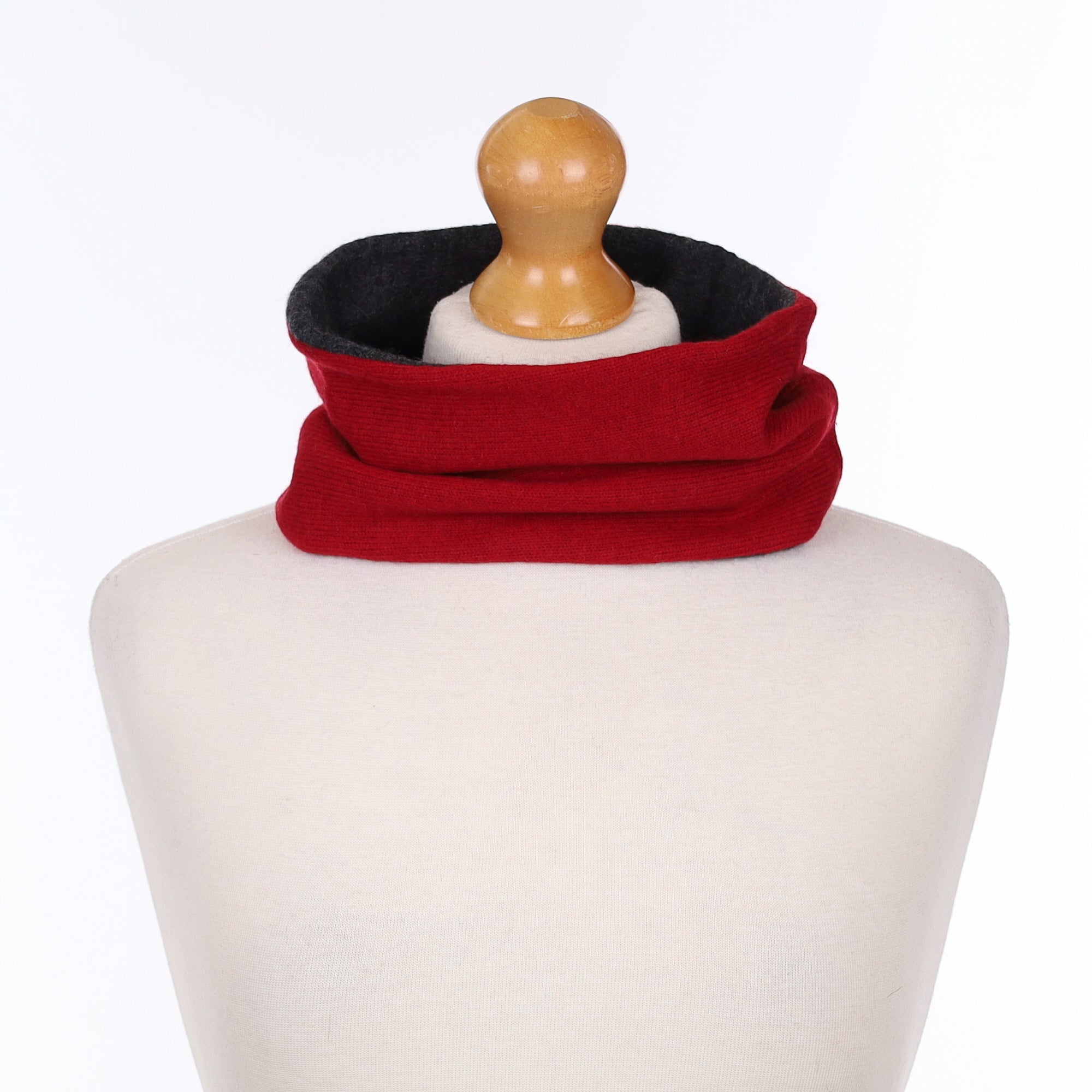 Crimson Red and Charcoal Neck Warmer