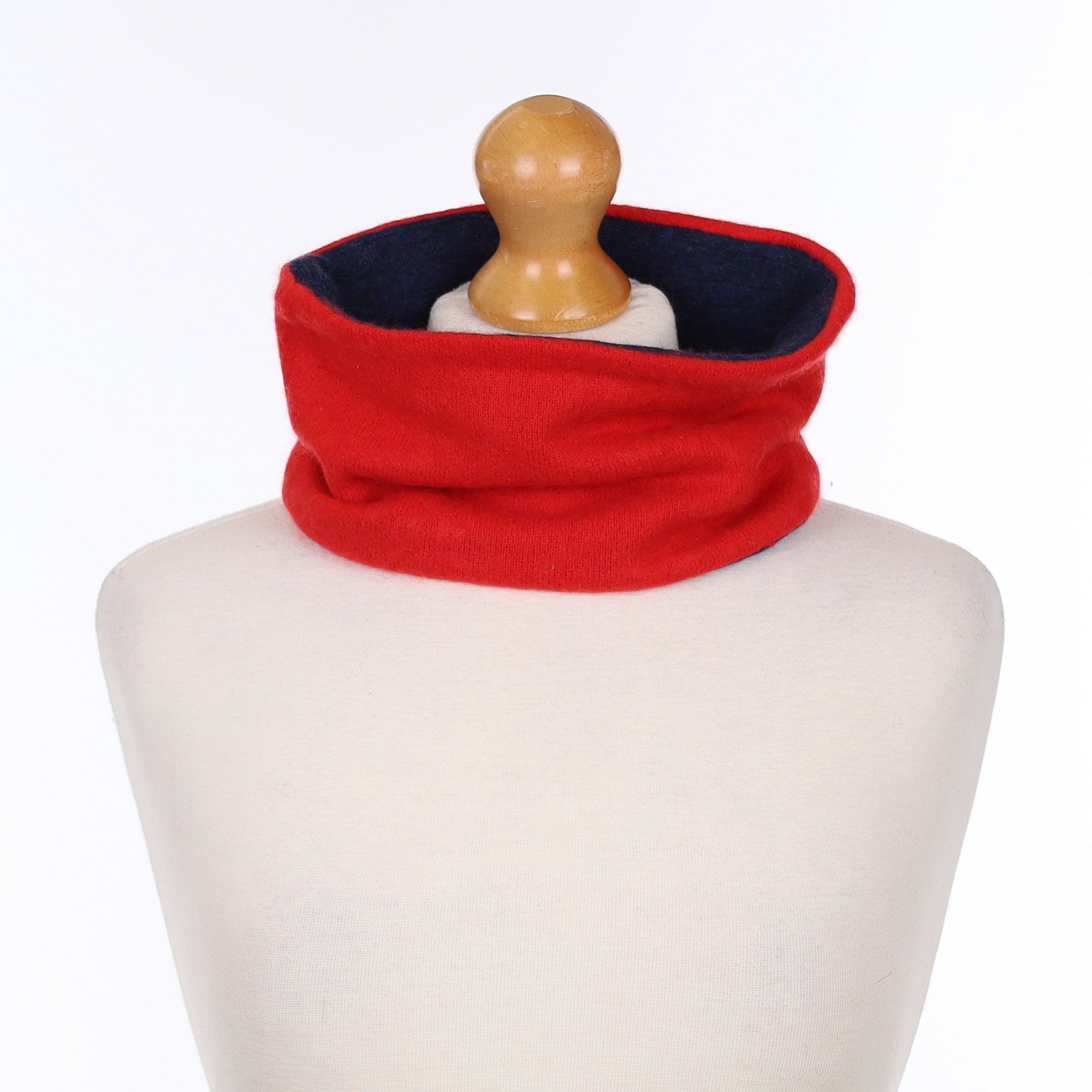 Vermillion Red and Navy Cable Neck Warmer
